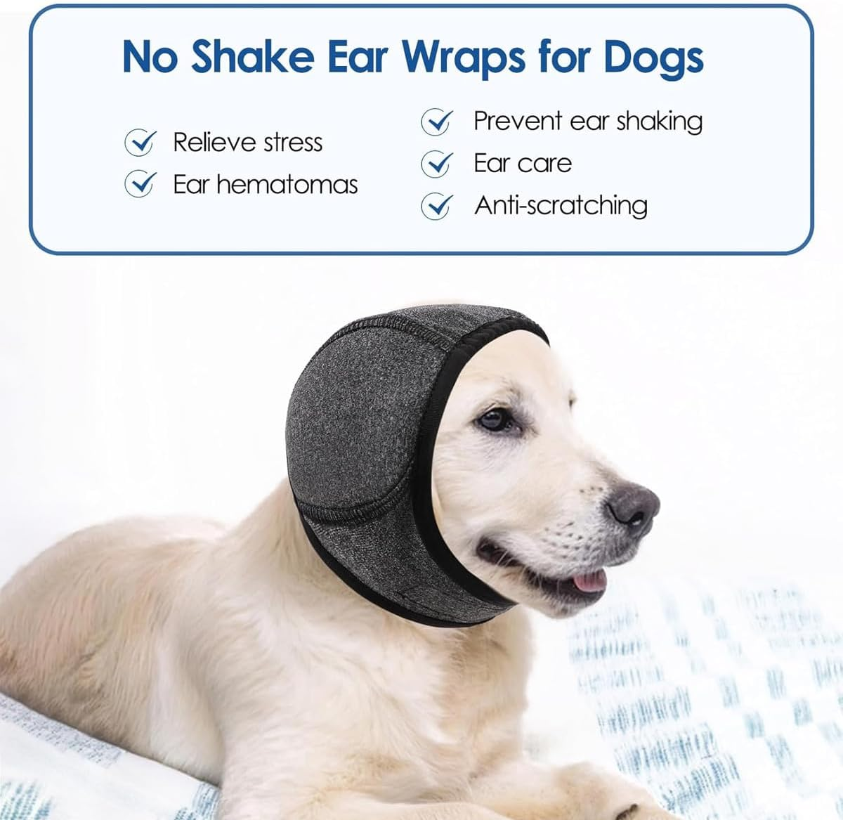 AIMALL Dog Earmuffs Noise Reduction Headgear Waterproof Neoprene Comfort Hood for Swimming Bathing Anxiety Relief Sound Insulation Scare Prevention Protective Head Wrap Grey image number 1