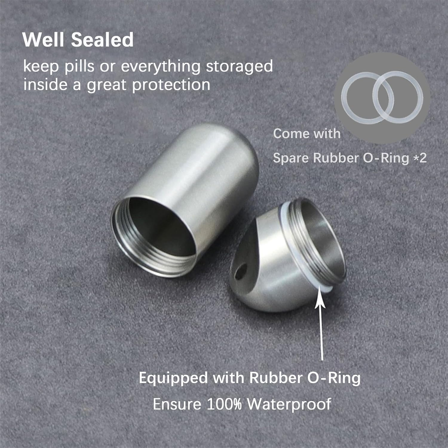 Small Keychain Pill Box, Pill Case for Travel Pocket Purse, Waterproof Pill Container Organiser with Keyring, Portable EDC Pill Holder for Outdoor/Daily/Emergency (Stainless Steel S) image number 6