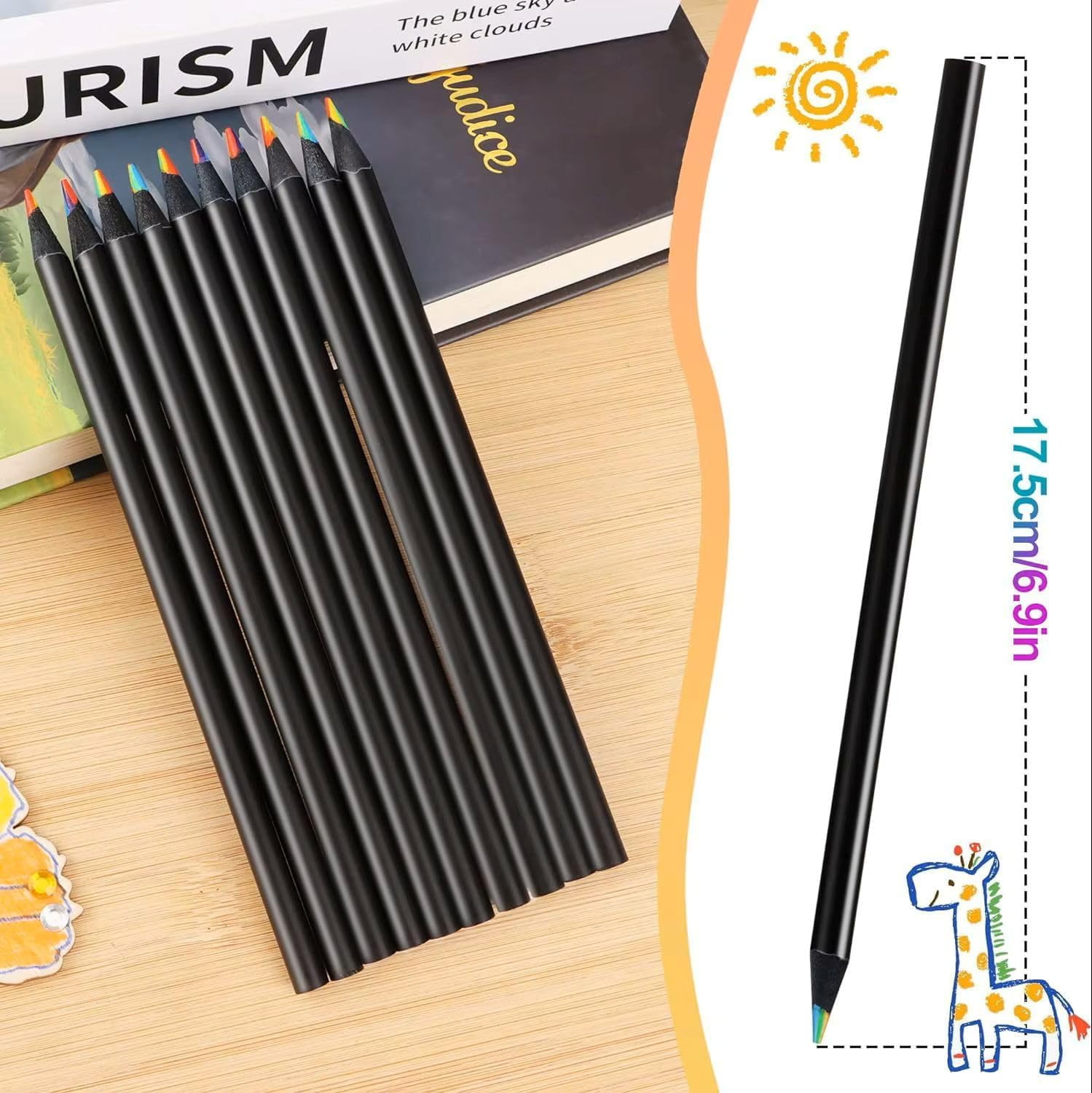 SEQ 8-Color Rainbow Pencils: Jumbo Colored Pencils for Adult and Children Coloring, Sketching, and Drawing - Fun, Cute Drawing Kit, Cool Gifts, School and Art Supplies for Adults and Kids Alike image number 1