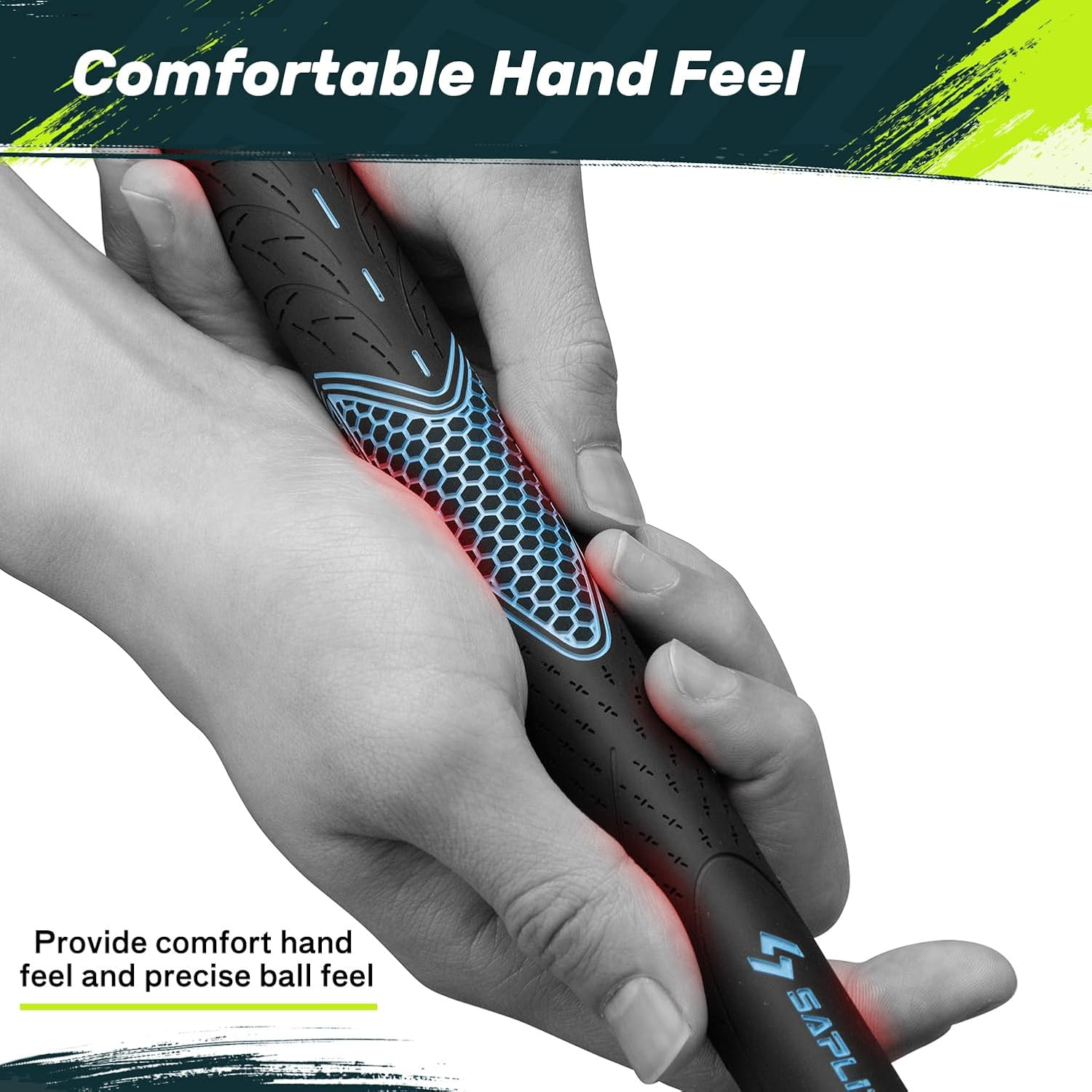 SAPLIZE Classic Rubber Golf Grips 13 Pack, High Feedback, Non-Slip, 13 Grips with Full Solvent Kit, Available in Standard/Midsize, CC01 Series image number 2