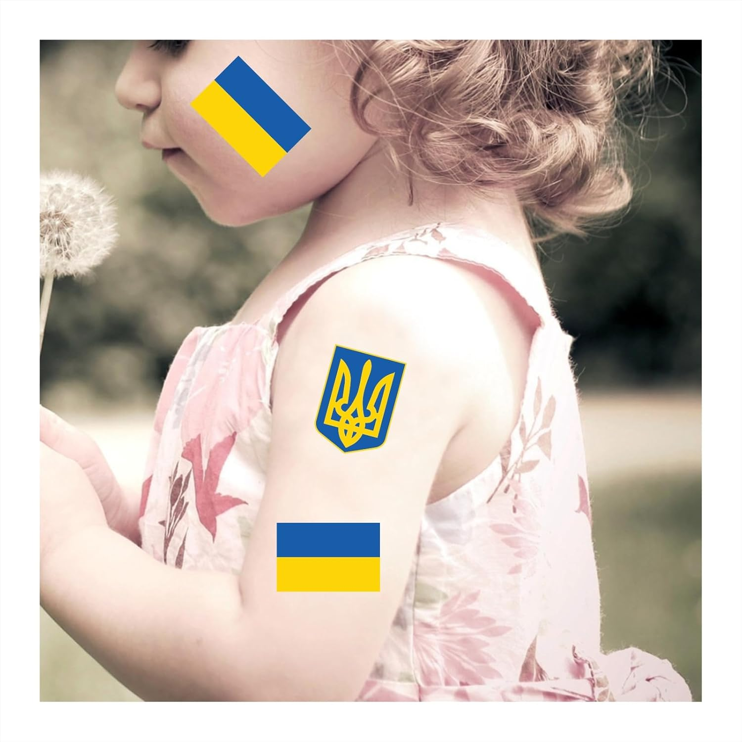 Womaha 30 Temporary Ukraine Flag Tattoos Fans Face Tattoo Stickers for Adults Kids Group Activity Props image number 2