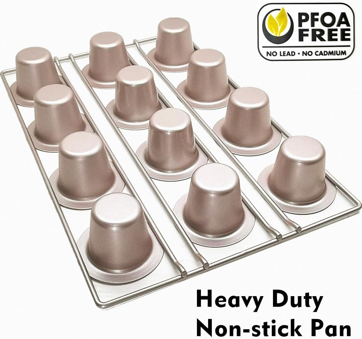 DWWTKL 12-Cavity Popover Pan Non-Stick Yorkshire Muffin Puddings Cake Quiches Cupcake Mold Bakeware for Oven Baking (Champagne Gold) image number 5