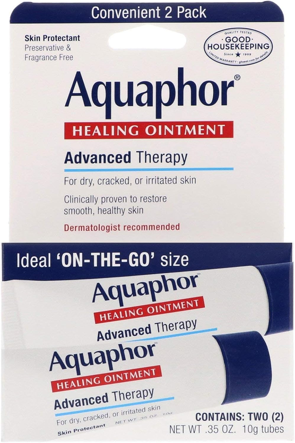 Aquaphor Healing Skin Ointment, Advanced Therapy, 2 Pack, 0.35 Oz Ea image number 1