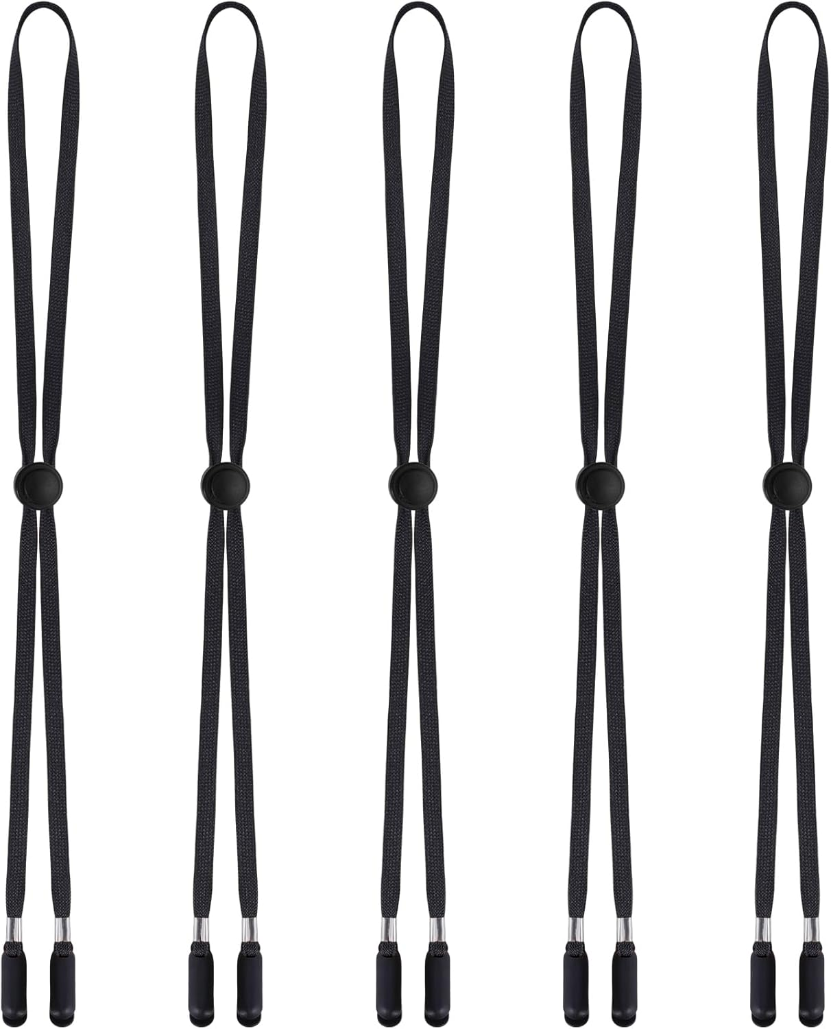 Sucrain 5 Pieces Adjustable Hat Strap Clips Hat Chin Cord for Golfing, Fishing, Boating