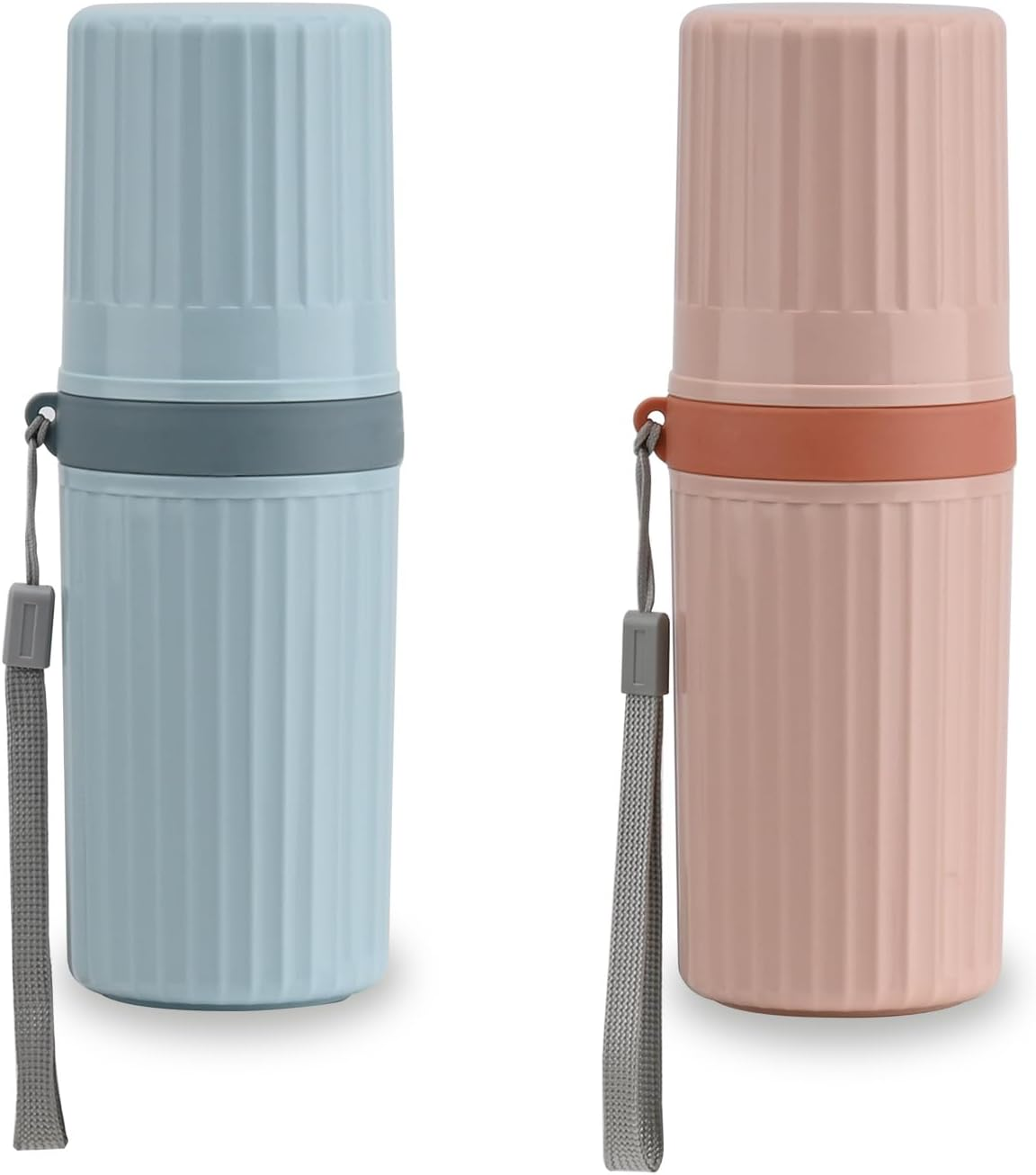 2 Pcs Travel Toothbrush Case, Waterproof Travel Toothbrush Holder, Portable Toothbrush Cup, Dustproof Toothbrush Storage Case, Ideal for Business Trip, Home, School, Camping, Grey + Blue