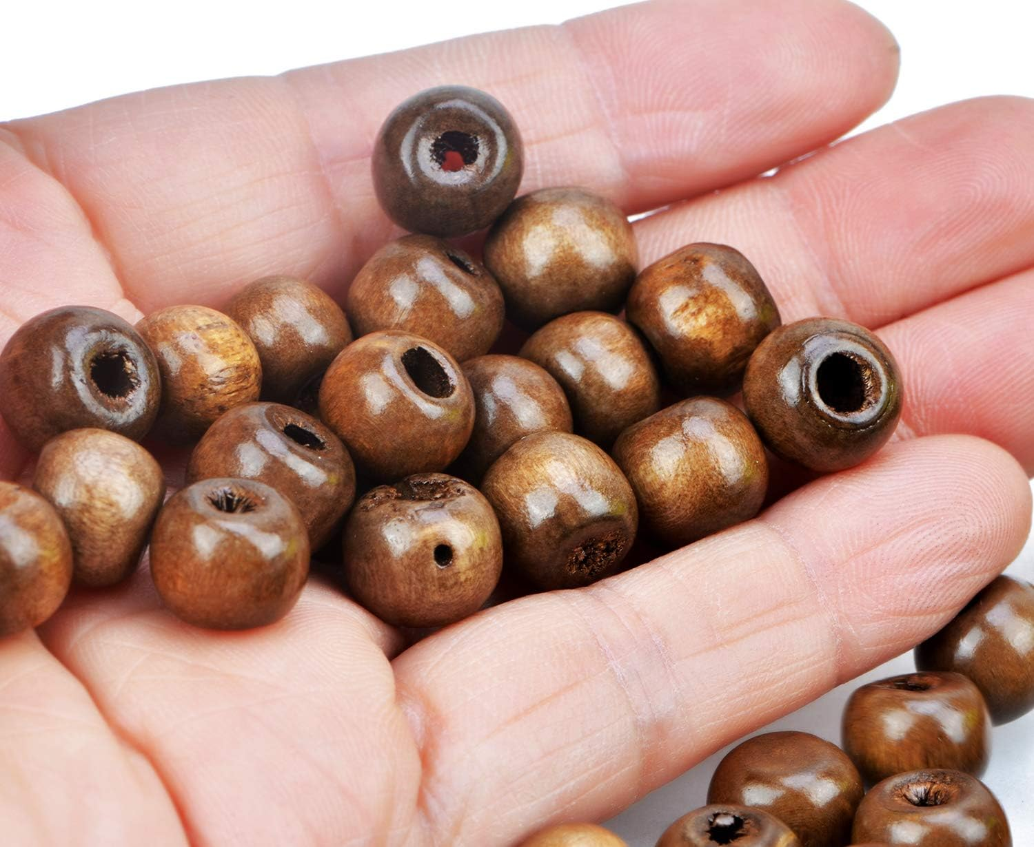 AD Beads Wood Spacer Loose Wooden Craft Beads (8X10Mm 200Pcs, Coffee) image number 3