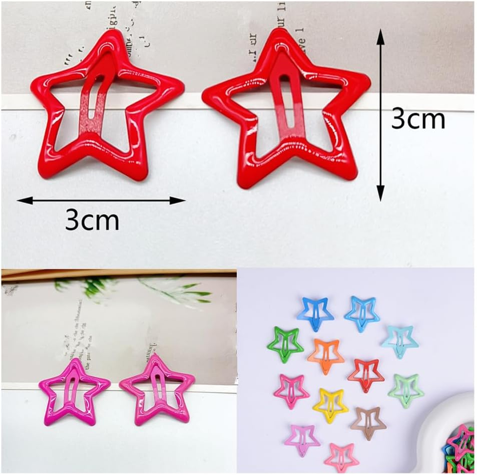 CAASFOOY 20 Pieces Cute Hair Clips for Girls, Colorful Hair Clips for Girls, Colorful Star Hair Clips for Children'S Day Party image number 1