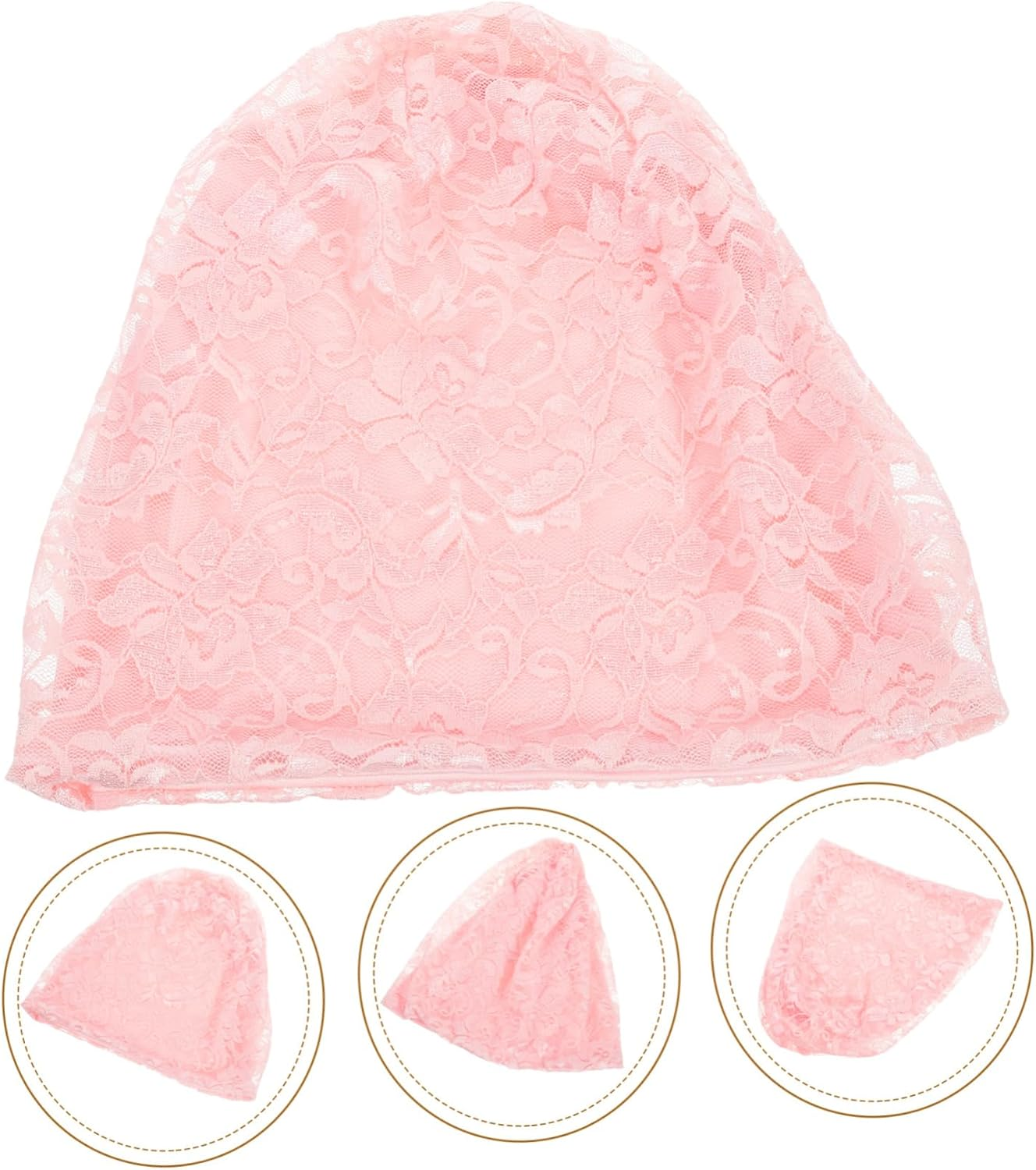 Breathable Lace Turban Beanie Hat for Women Lightweight Hair Cover Sleep Cap for Chemotherapy and Daily Use Flexible Non Tight Fit Scarf Headwear Beige