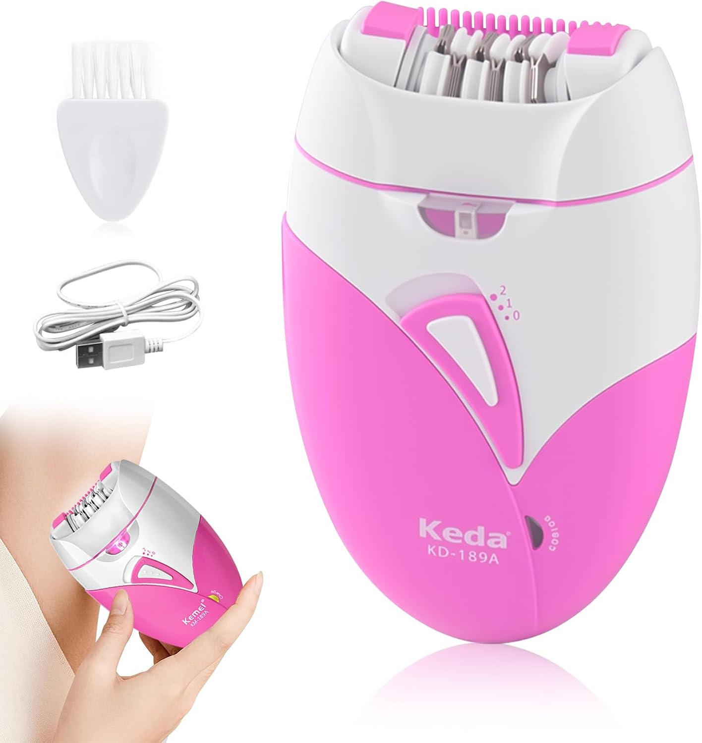 Epilator for Women,Cordless Electric Epilators with LED Light,Rechargeable Hair Removal Device with 21 Tweezers and 2 Speed Settings,Facial & Body Hair Remover for Women/Men/Girls image number 6