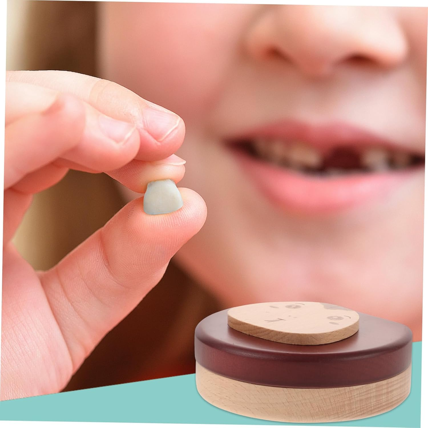 Yardwe Boys Girls Tooth Keepsake Box Wooden Tooth Collection Box Milestone Labels