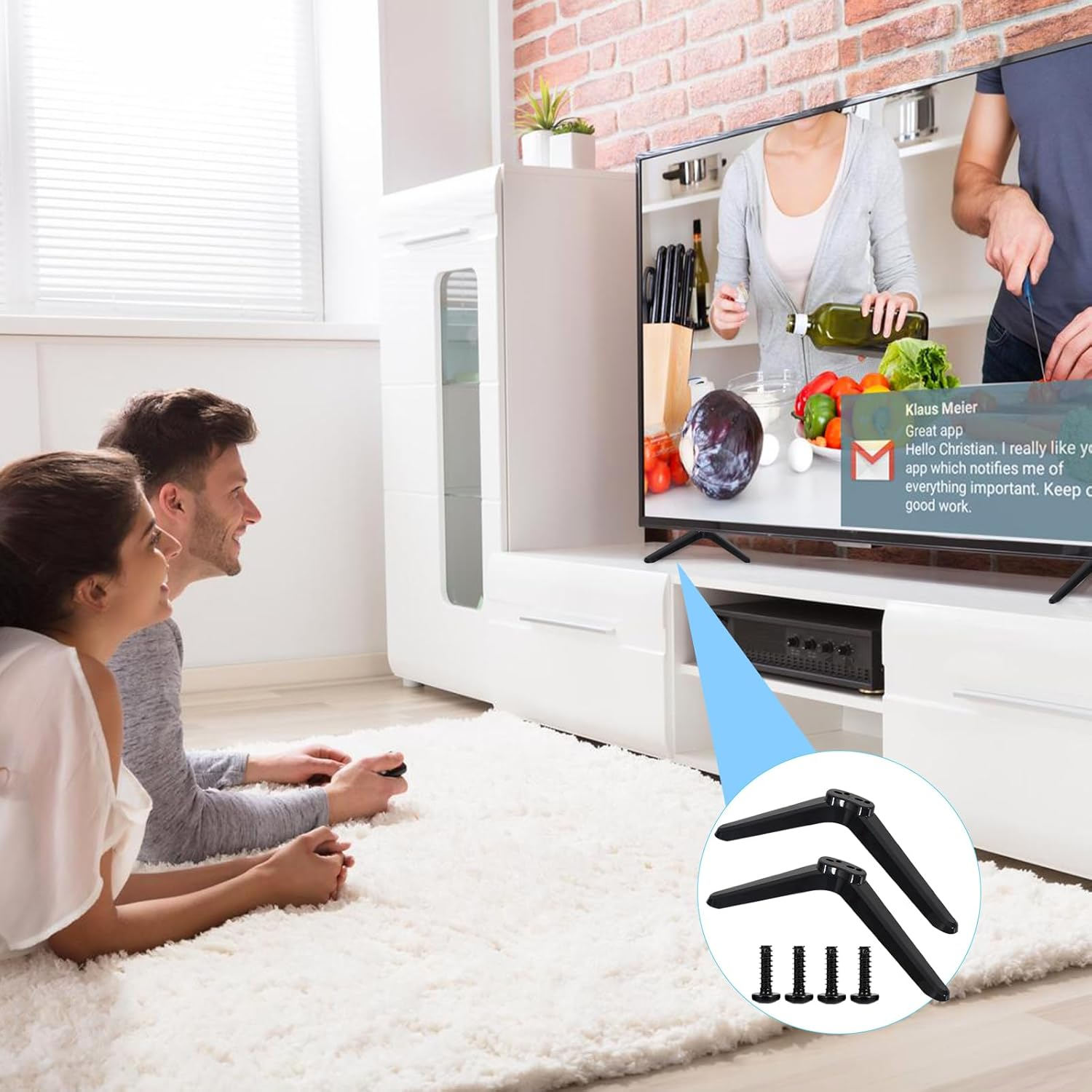 Universal TV Base Stand Compatible with Most 32-55 Inch TCL Roku Smart Tvs, Black Stand Legs with Screws, Easy to Install Replacement image number 1