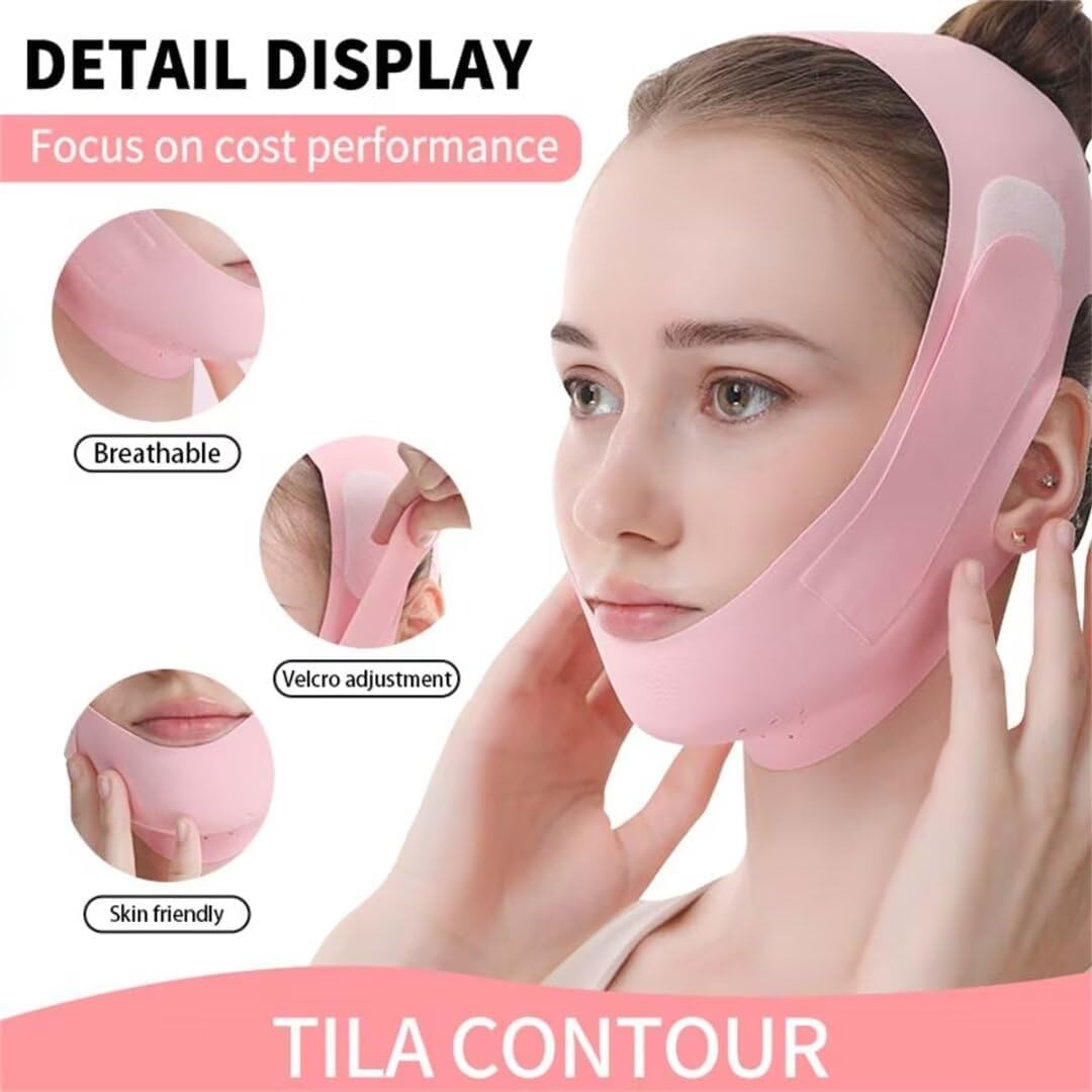 Adjustable Chin Strap for Sleeping Jawline Shaper V Line Lifting Mask Face Slimmer for Double Chin （Pink） image number 3