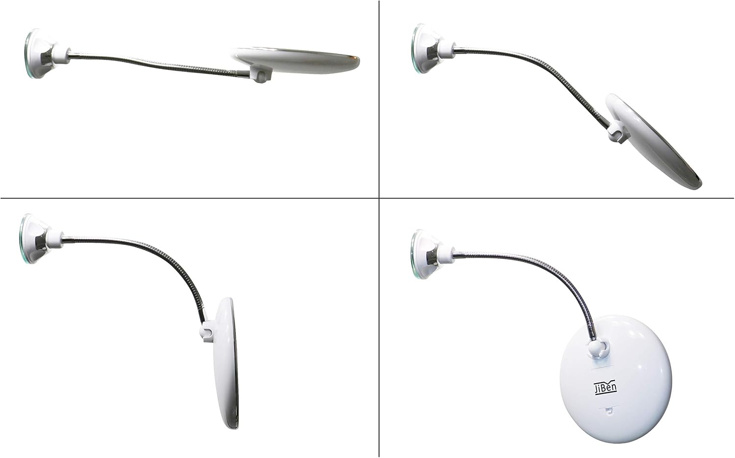 Jiben Flexible Upgraded Gooseneck LED Lighted 10X Magnifying Makeup Mirror with 3 Colors & Dimming Lights, Locking Suction Cup and 360&deg; Swivel, Portable Cordless Travel and Home Bathroom Vanity Mirror image number 3