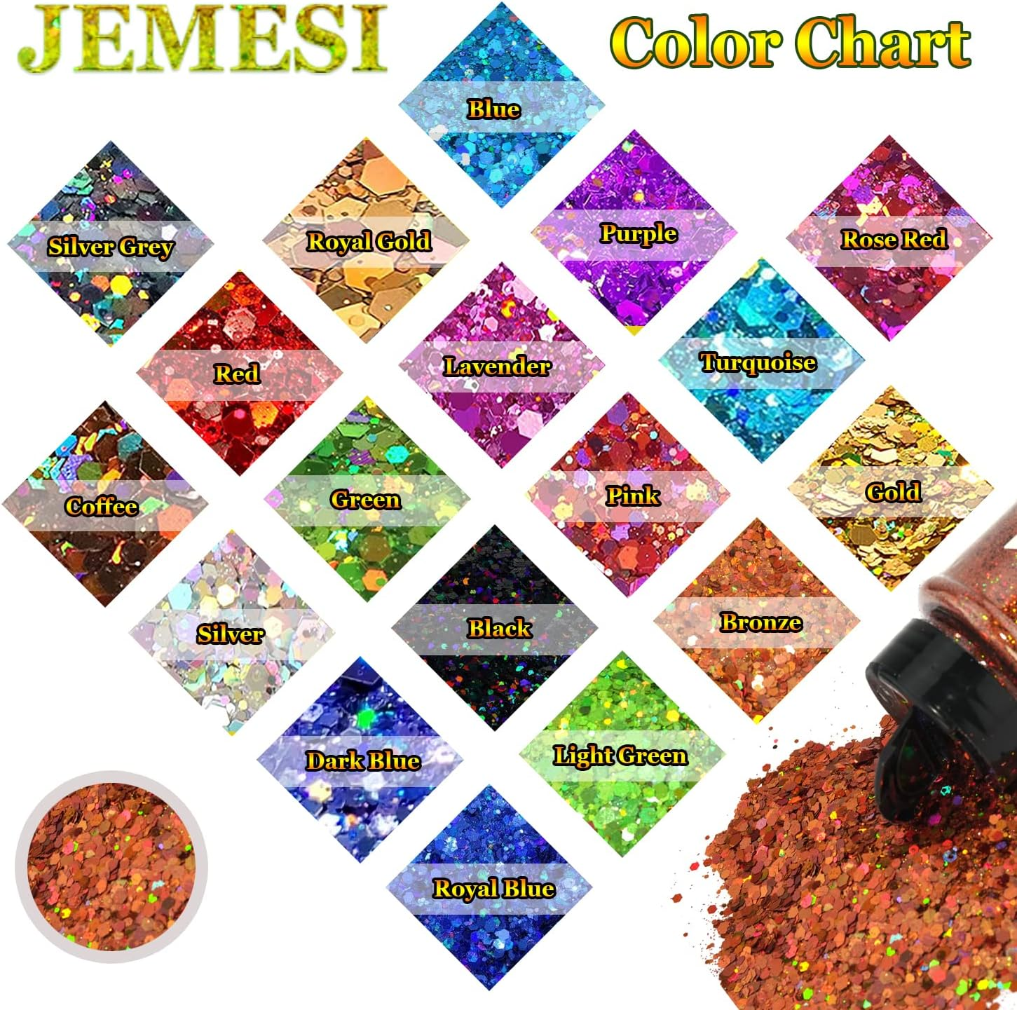 Holographic Chunky Glitter, 100G Royal Blue Cosmetic Craft Glitter for Epoxy Resin, Nail Sequins Iridescent Flakes, Body, Face, Hair, Nail, Glitter Slime Making image number 2