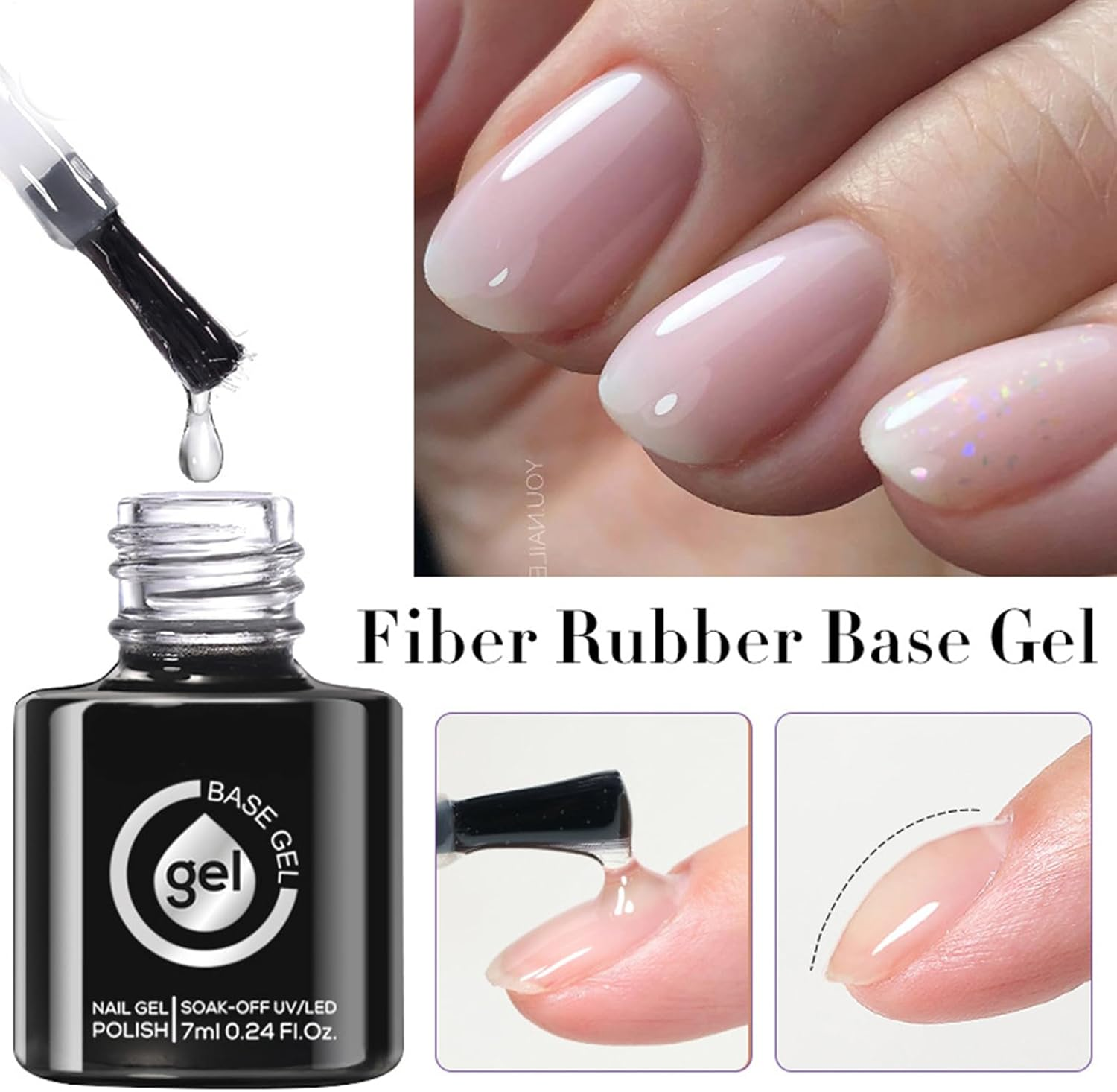 Lmyit Fiberglass Gel for Nails,Clear Fiber Glass Rubber Base Gel Nail Polish - Transparent Soak off Manicure Pedicure Accessories for Home Outdoor Indoor Professional Beauty Salon image number 5