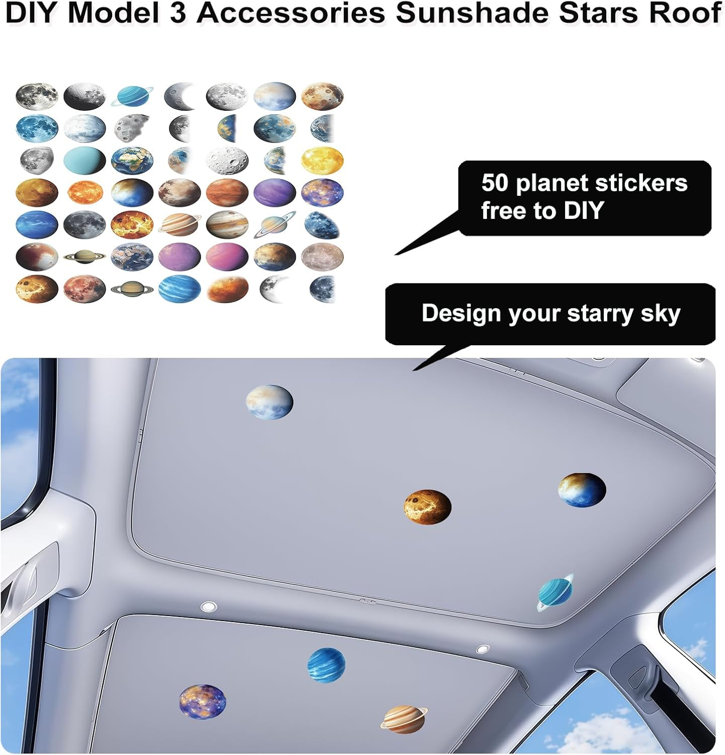 Tesla Model 3 Roof Sunshade,Nano Ice-Crystal Coatings,High-Strength Memory Metal Frame,Fit Panoramic Glass Roof Sun Shade,Accessories for Tesla Model 3 2025&ndash;2024 Highland,2Pcs(Gray)