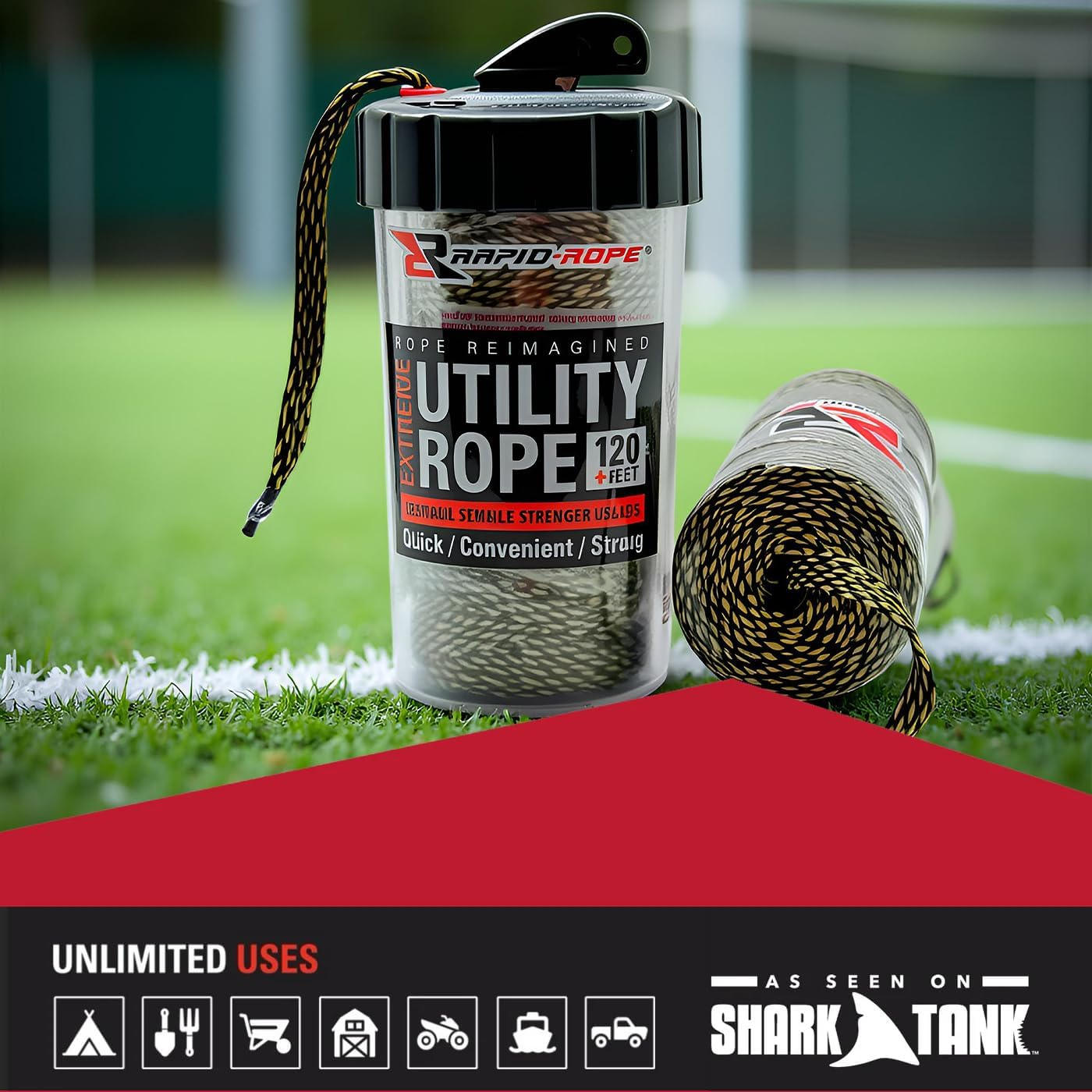 Rapid Rope Canister 120Ft Camo Flat Tactical Paracord, Made in USA, 1100Lb Tested Heavy Duty Poly Rope Test Cord, Non-Tangle Dispenser Included &ndash; Hiking, Camping, Survival, Utility, Climbing image number 5