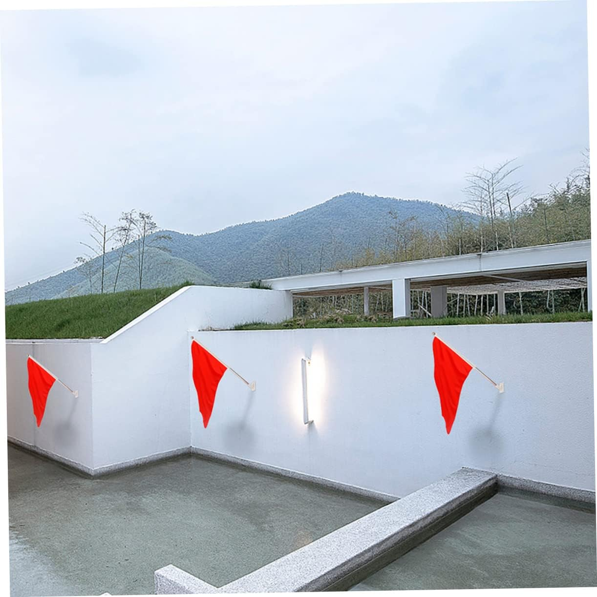 Flagpole Bracket Wall Mount Outdoor Sturdy Metal Flag Pole Stand Base Holder for Garden Lawn Display Stable Support Bracket image number 1