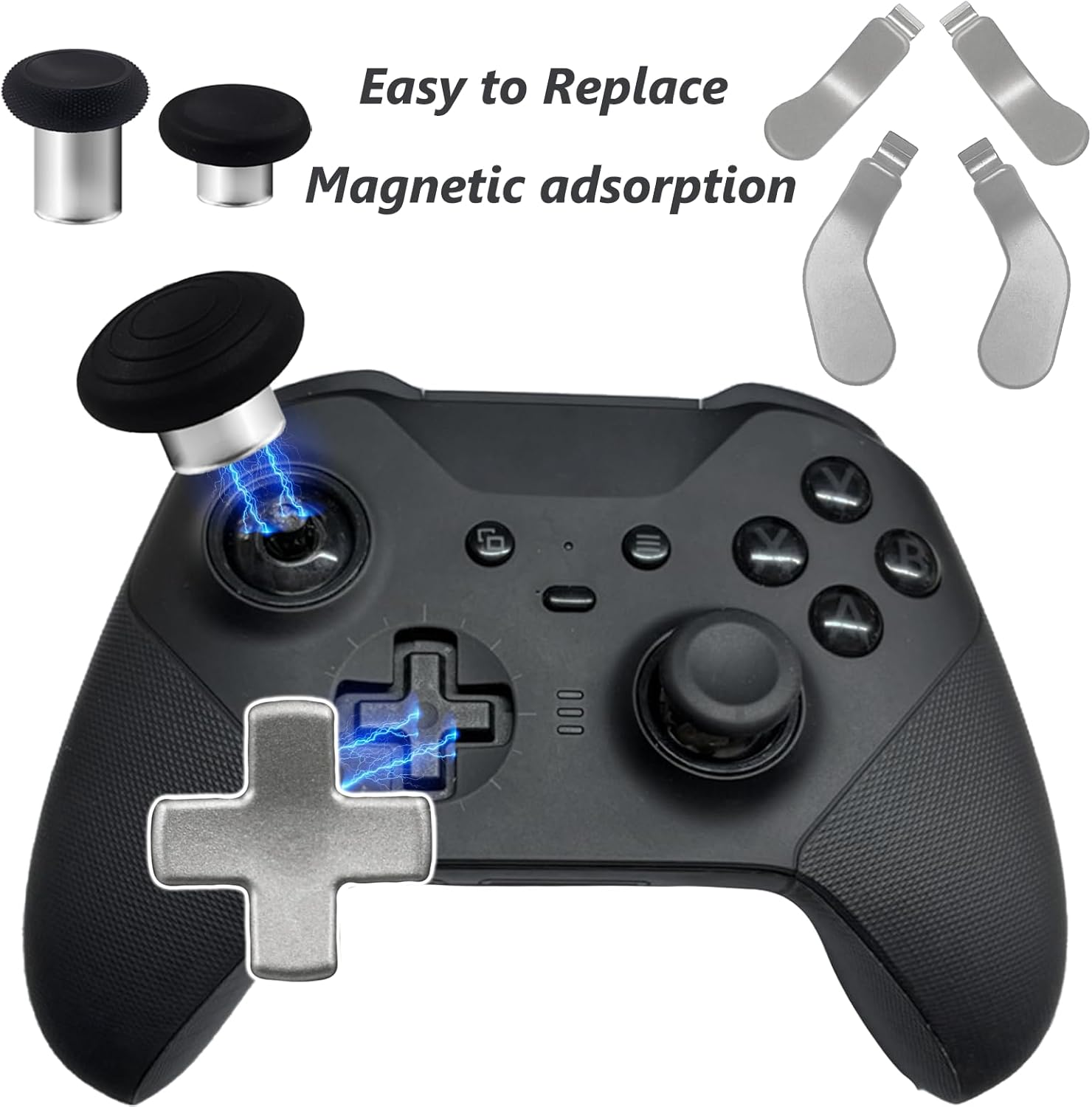 9 Pack Elite Series 2 Core Controller Paddles for Xbox Elite Series 2 Core,Elite Series 2 Controller Accessories for Xbox Elite 2 Core Controller Replacement Kits with 4 Joysticks,4 Paddles,1 D-Pads(Silvery) image number 5