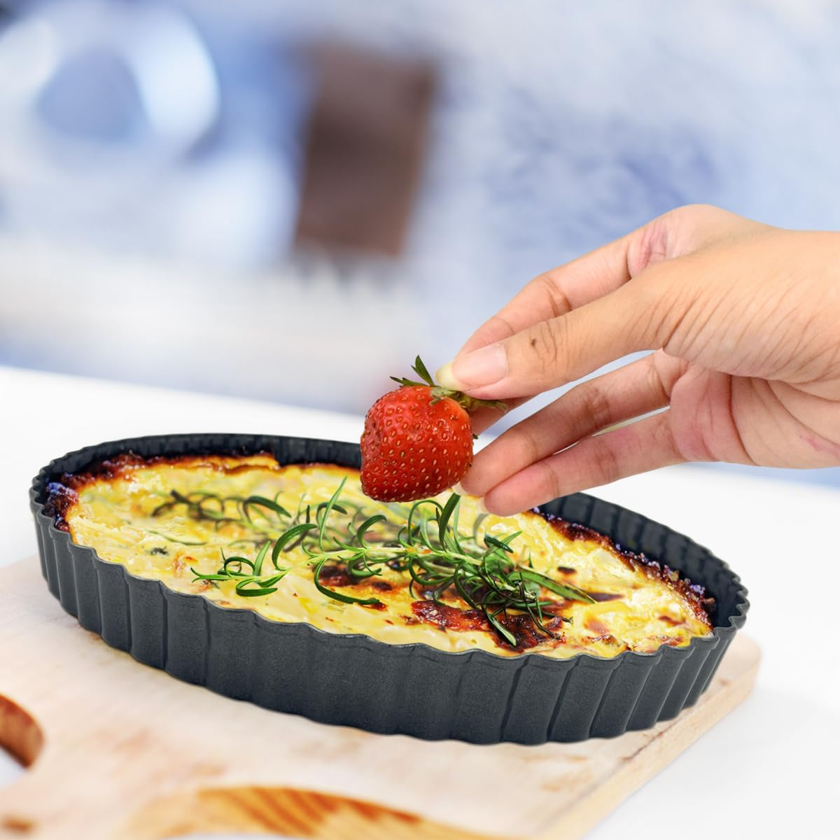 Joeji'S Kitchen Non Stick 22Cm 8.5 Inch Tart Tin - Perfect Pie Quiche Cheesecake Baking Dish - Easy Release Removable Base - Oven Freezer and Dishwasher Safe image number 1