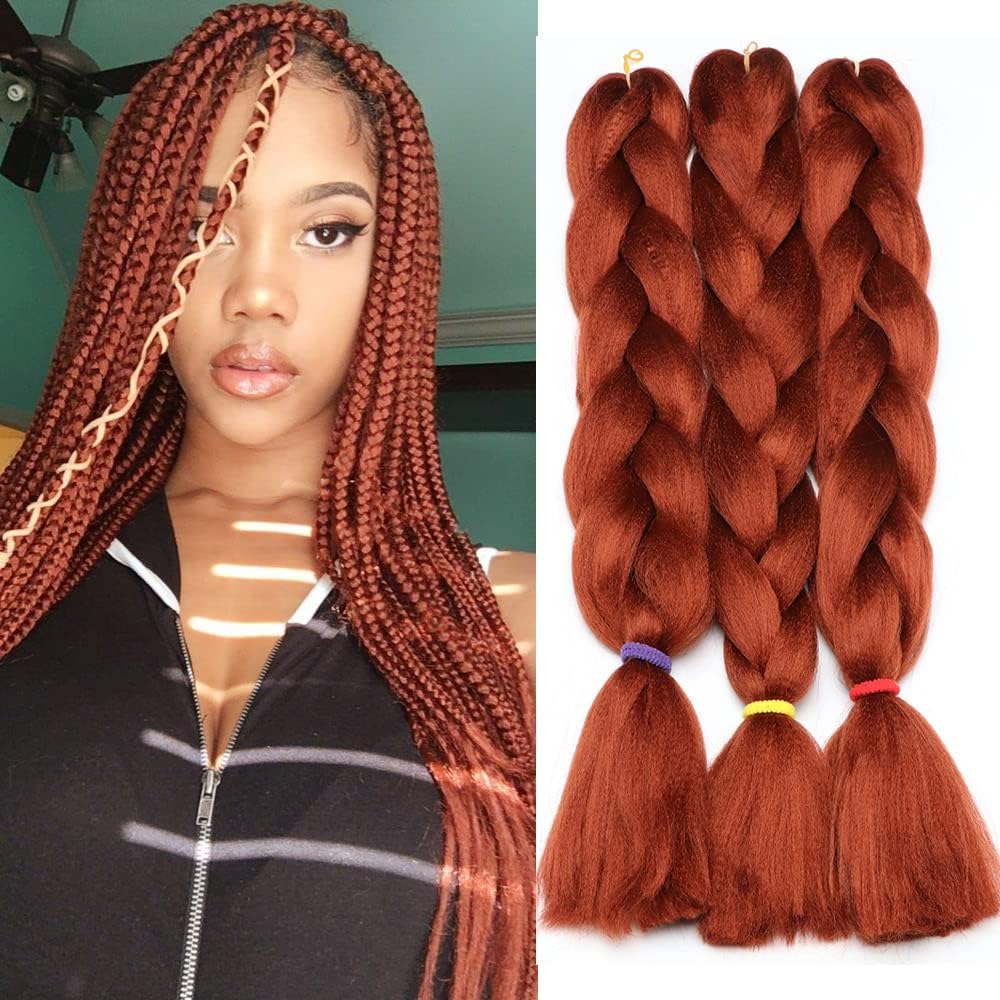 Original Jumbo Braids Hair Extension 3Pcs Pure Black Color 24Inch 100G/Pc for Twist Box Braiding Hair (1B Black)