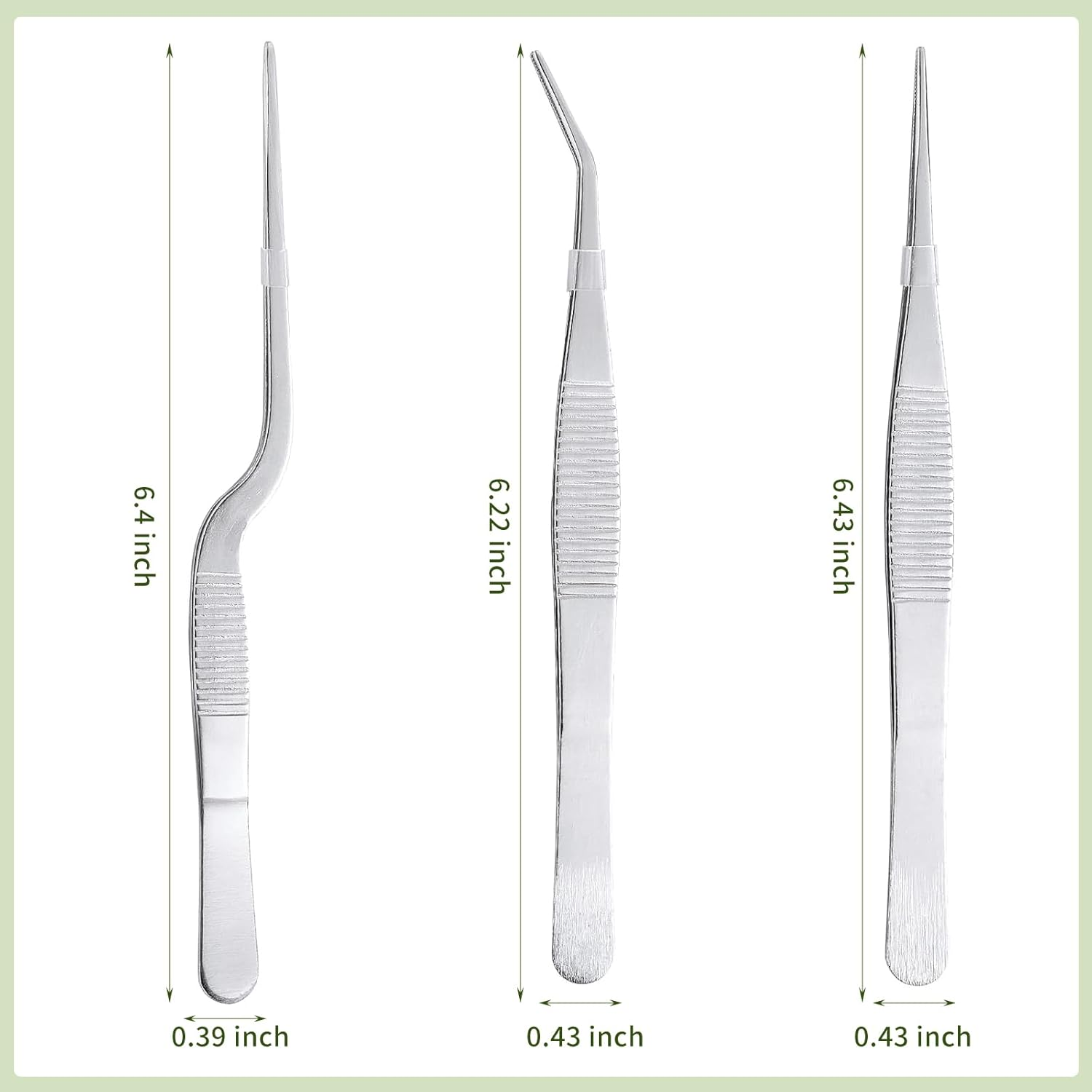 EXEXIUO 3Pcs Long Tweezers for Plants, Stainless Steel Needle Nose Tweezers Set for Succulent Gardening and Kitchen image number 4