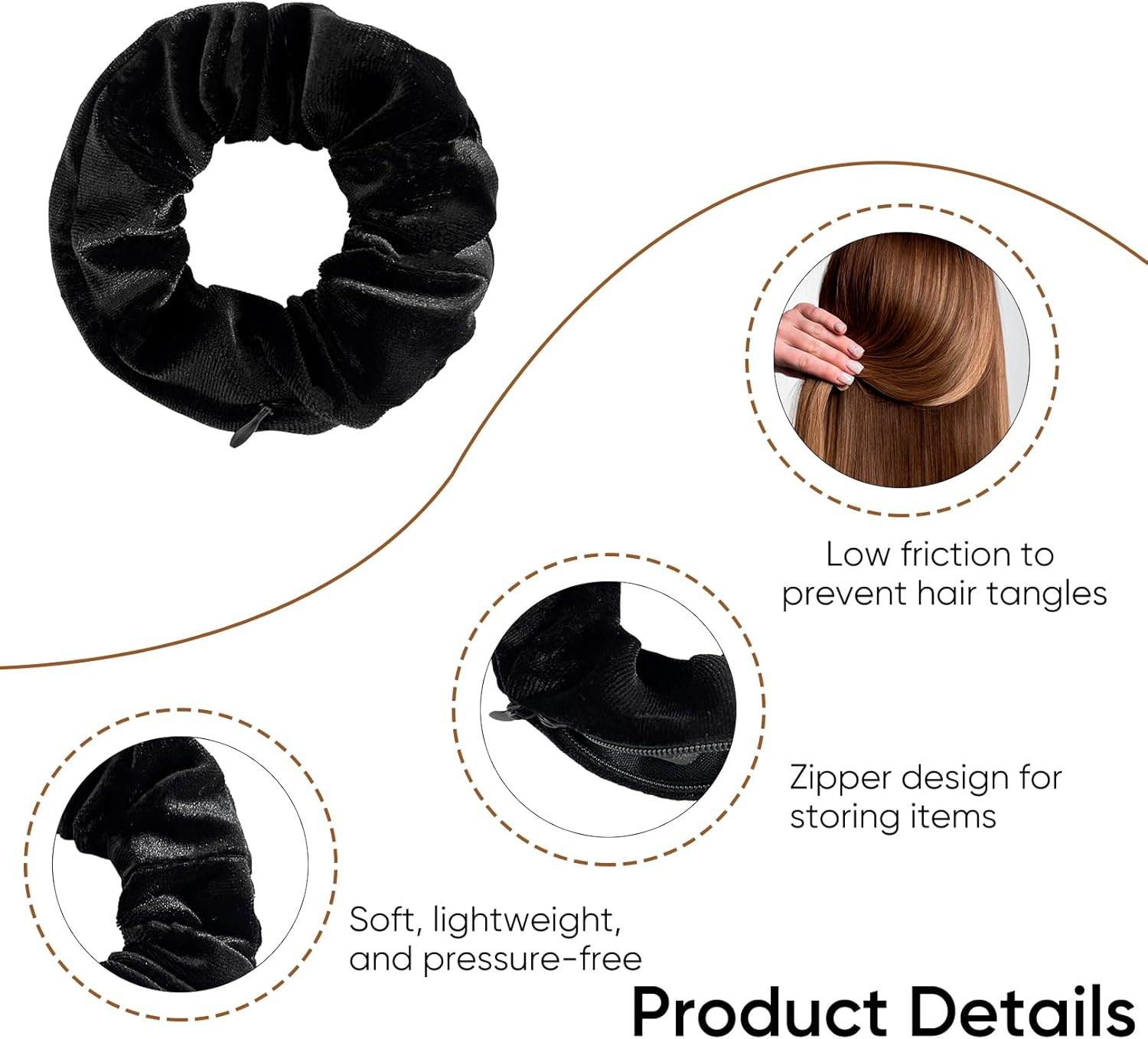 Pack of 3 Hair Bands with Zip, Travel Gadgets Hiding Money, Gadget Secret Compartment Holiday, Women Money Hiding, Safe Travel, Storage Travel, Beach Hide Valuables Home