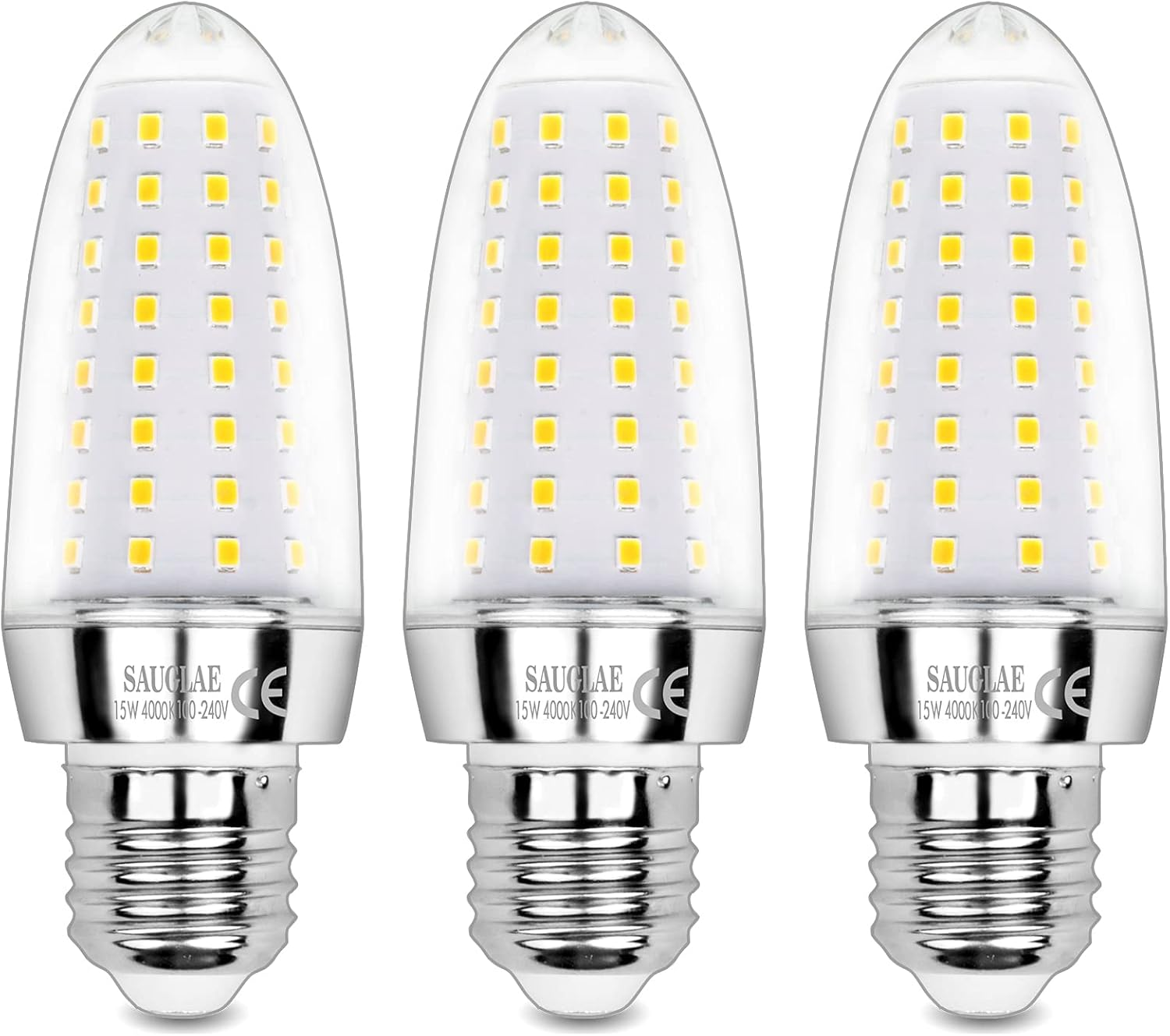 SAUGLAE 15W LED Light Bulbs, 120W Incandescent Bulbs Equivalent, 4000K Natural White, 1700Lm, E27 Large Edison Screw LED Lights, Pack of 3 image number 1