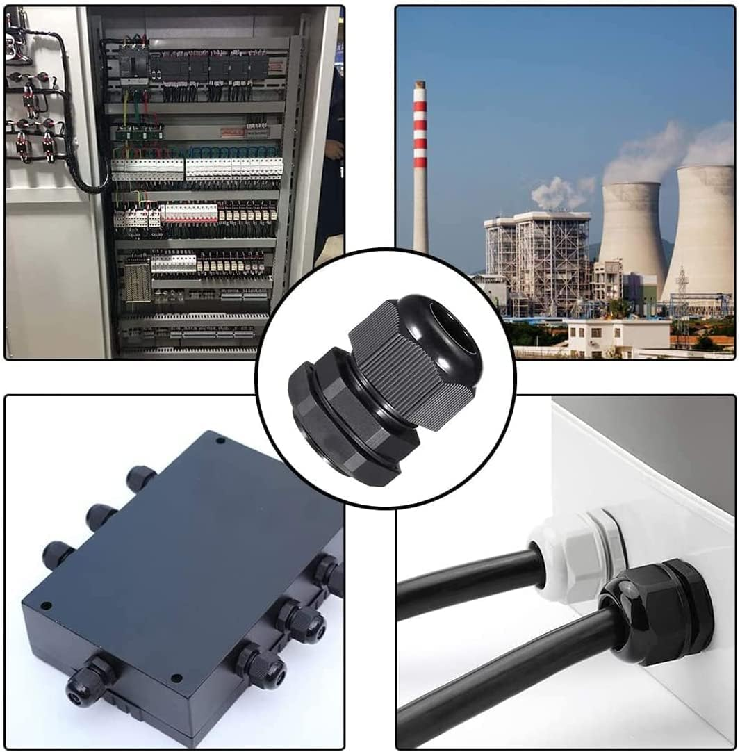 Gebildet Cable Gland, PG7 Plastic Waterproof Adjustable 3-6.5Mm Cable Gland Joint with Gaskets, M12 &times; 1.5 Wire Connector, Wire Protector (Pack of 50, Black) image number 4