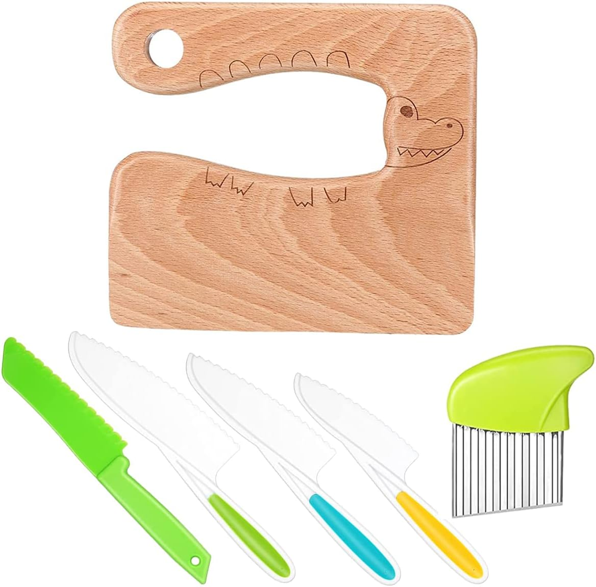 6 Pieces Kids Knife Set for Cooking and Safe Cutting Veggies Fruits, Montessori Kitchen Tools for Toddlers, Chopper, Cutting Fruit and Vegetable image number 5