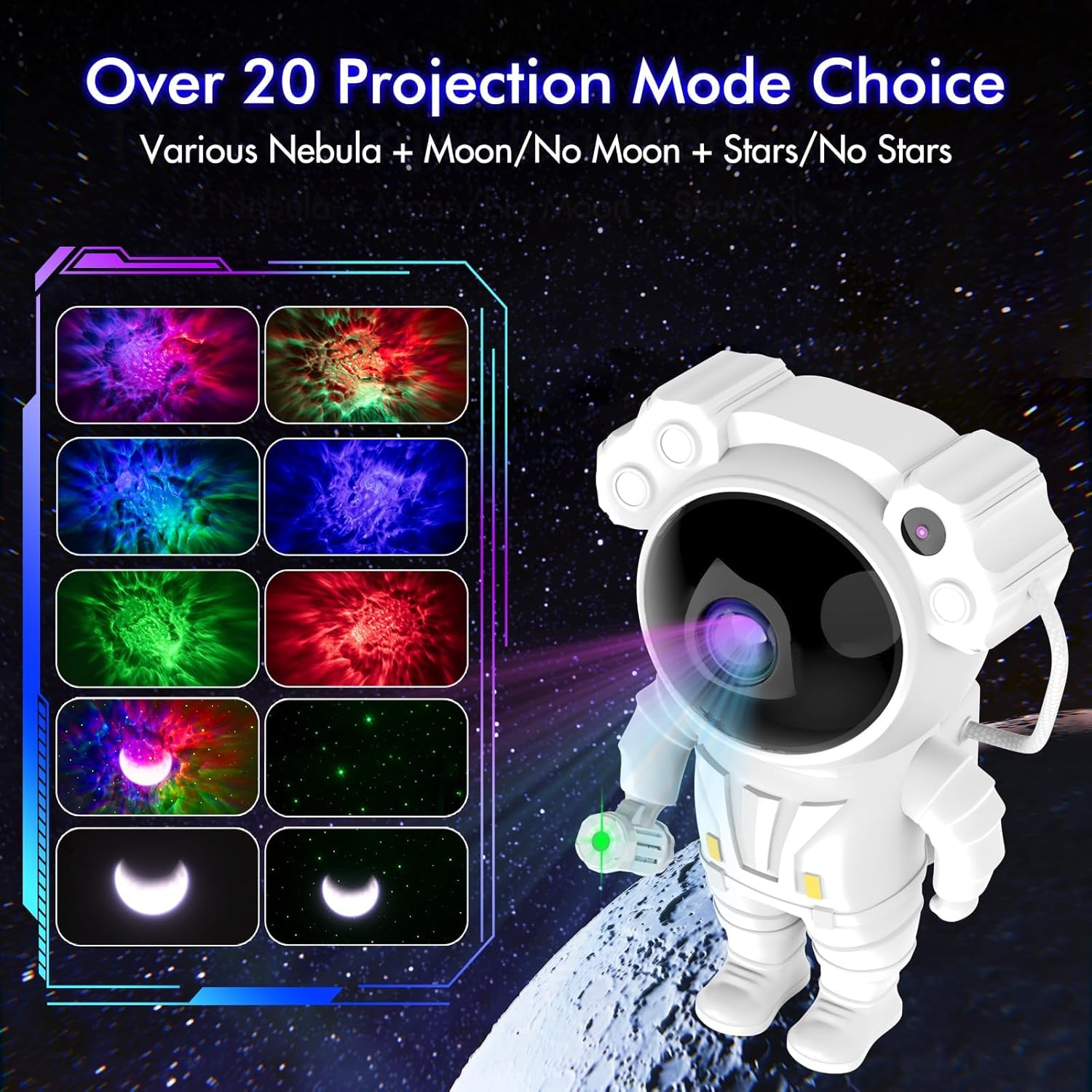 Star Projector,Galaxy Night Light,Astronaut Starry Nebula Ceiling LED Lamp with Timer and Remote, for Kids Adults for Bedroom, Birthdays,Christmas, Valentine'S Day. (Standing) image number 4
