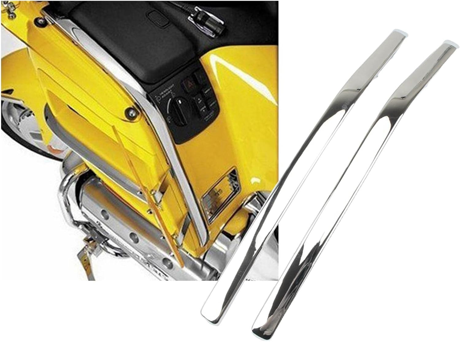 Eigell 1 Pair Motorcycles Connecting Fairing Bow Shaped Chrome Strake for 1800 2001-2011 Decoration Strips, Durable & Stable image number 6