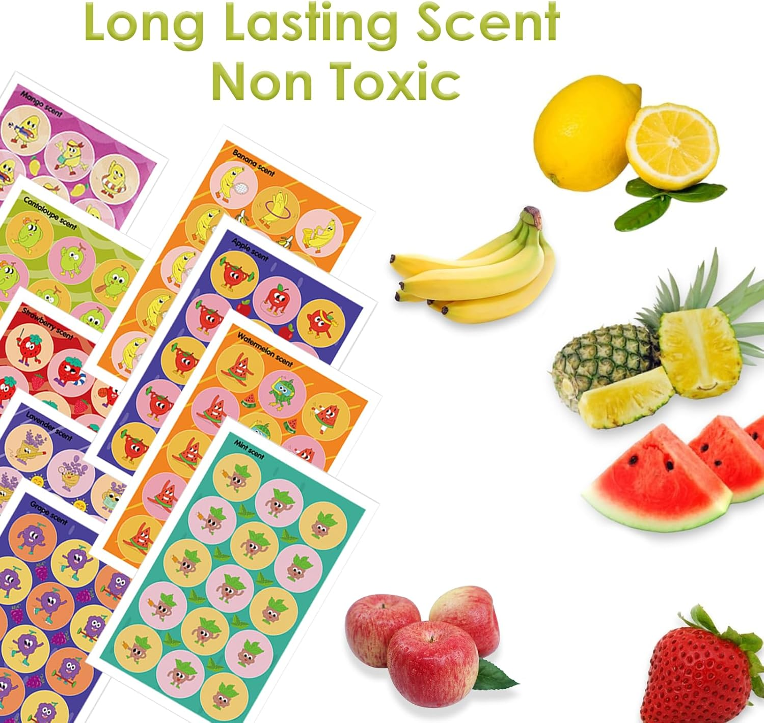 Weidllys Scratch and Sniff Stickers, 540 Pieces Fruits and Plants Smelly Stickers, 9 Different Scents, 36 Sheets, Reward Motivate Stickers for Kids, Teachers, Parents,Party Favor, Gifts image number 1