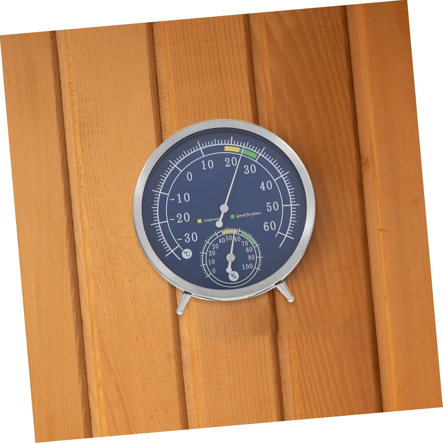 TEHAUX Indoor Outdoor Thermometer Hygrometer with Accurate Temperature Humidity Measurement Stainless Steel Analog Gauge for Sauna Home Garden Use Monitor image number 3