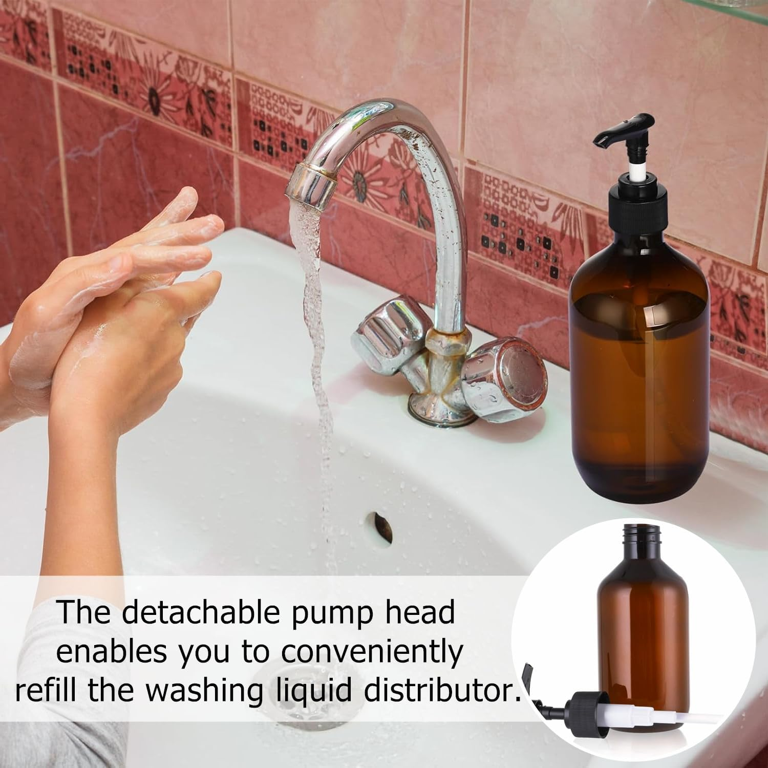 Kastetards 3 Pcs 500ML Large-Capacity Empty Shampoo Pump Bottles, Plastic Pump Bottles, and Rerefilled Travel Soap and Shampoo Dispenser Bottles for Bathroom and Kitchen Travel