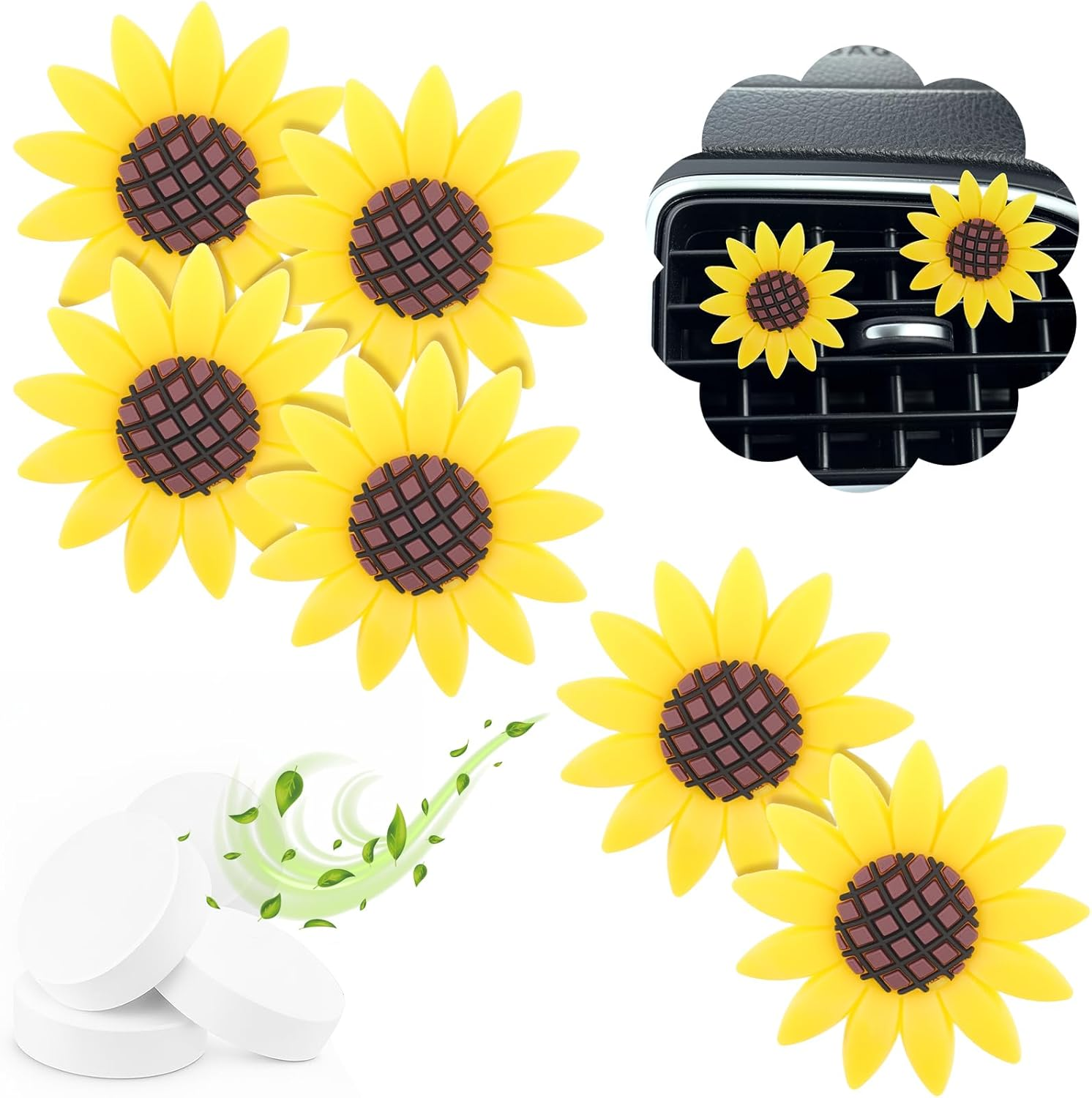 6 Pieces Car Air Freshener Sunflower Car Accessories Sunflower Air Vent Clips Cute Car Air Freshener Sunflowers Gift Decorations Girasoles Car Clip Interior Air Vent Decorations image number 4