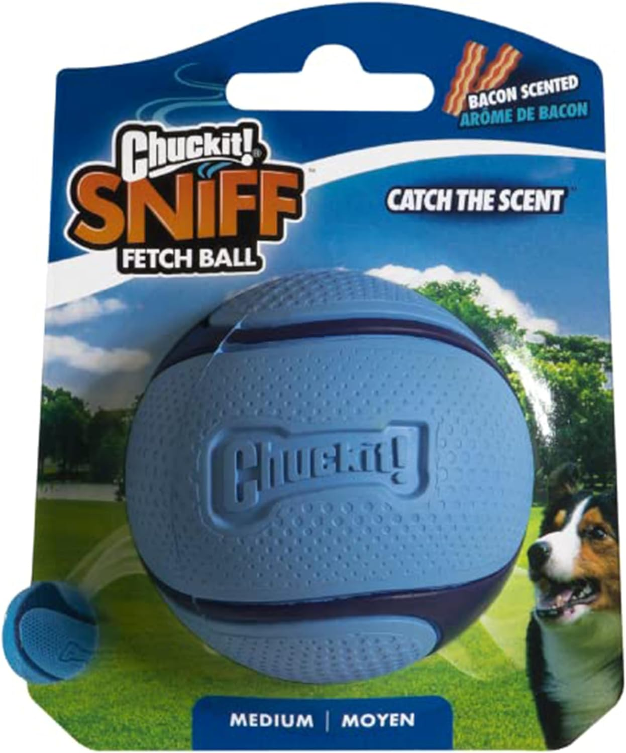 Chuckit! Sniff Ball Dog Toy, Durable High Bounce Peanut Butter Scented Rubber Dog Ball Fetch Toy, Medium, 1 Pack image number 5