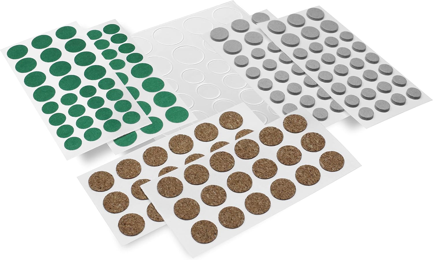 Slipstick Premium Adhesive Protector Pads Variety Pack (194 Piece) Cabinet Door Drawer Bumpers and Small Universal Surface Protector Pads, Clear Rubber, Foam, Cork, and Green Felt Protectors image number 6