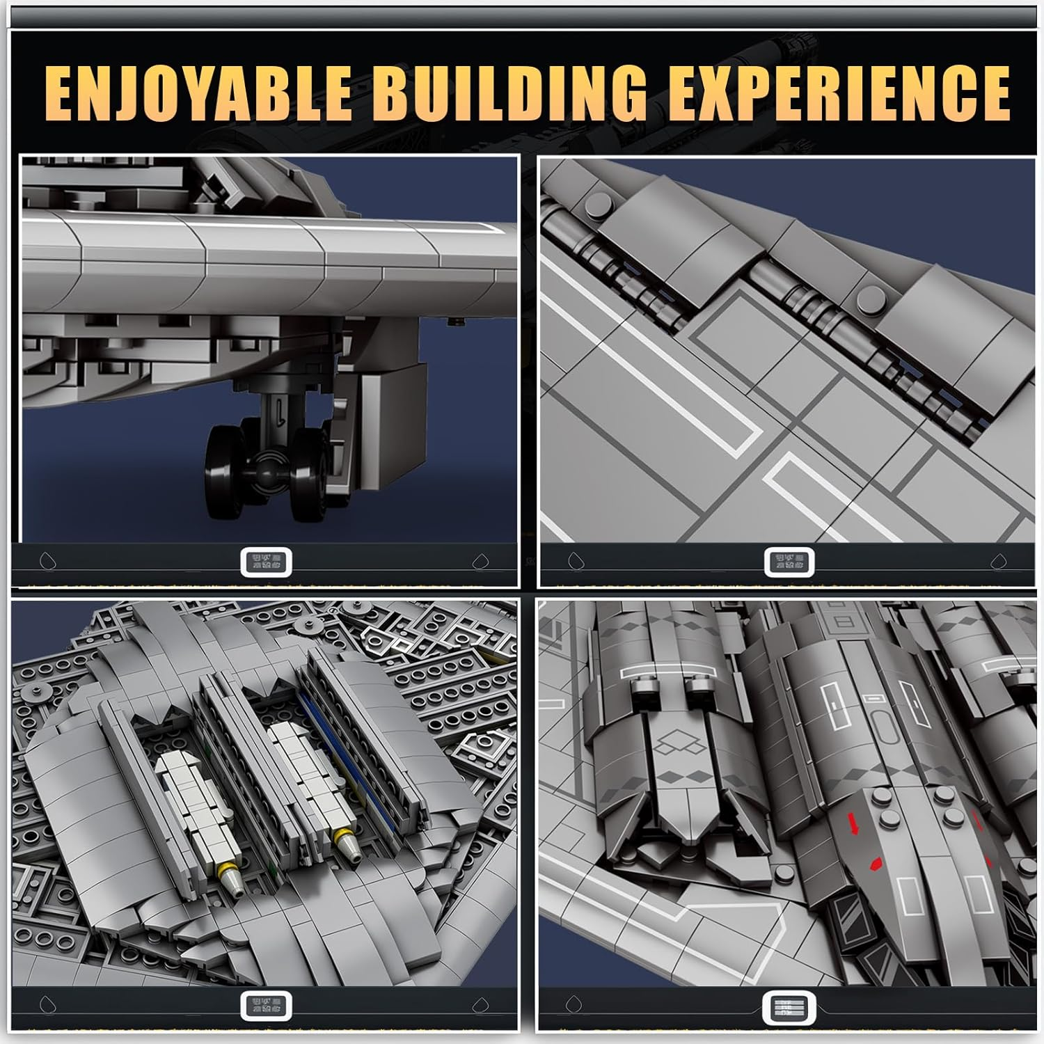 Reobrix 33038 B-2 Spirit Building Block Set, Stealth and Strategic Bomber Model Building Kit, Military Aircraft Toys for Adult and Kids 12+, 1977 PCS image number 3
