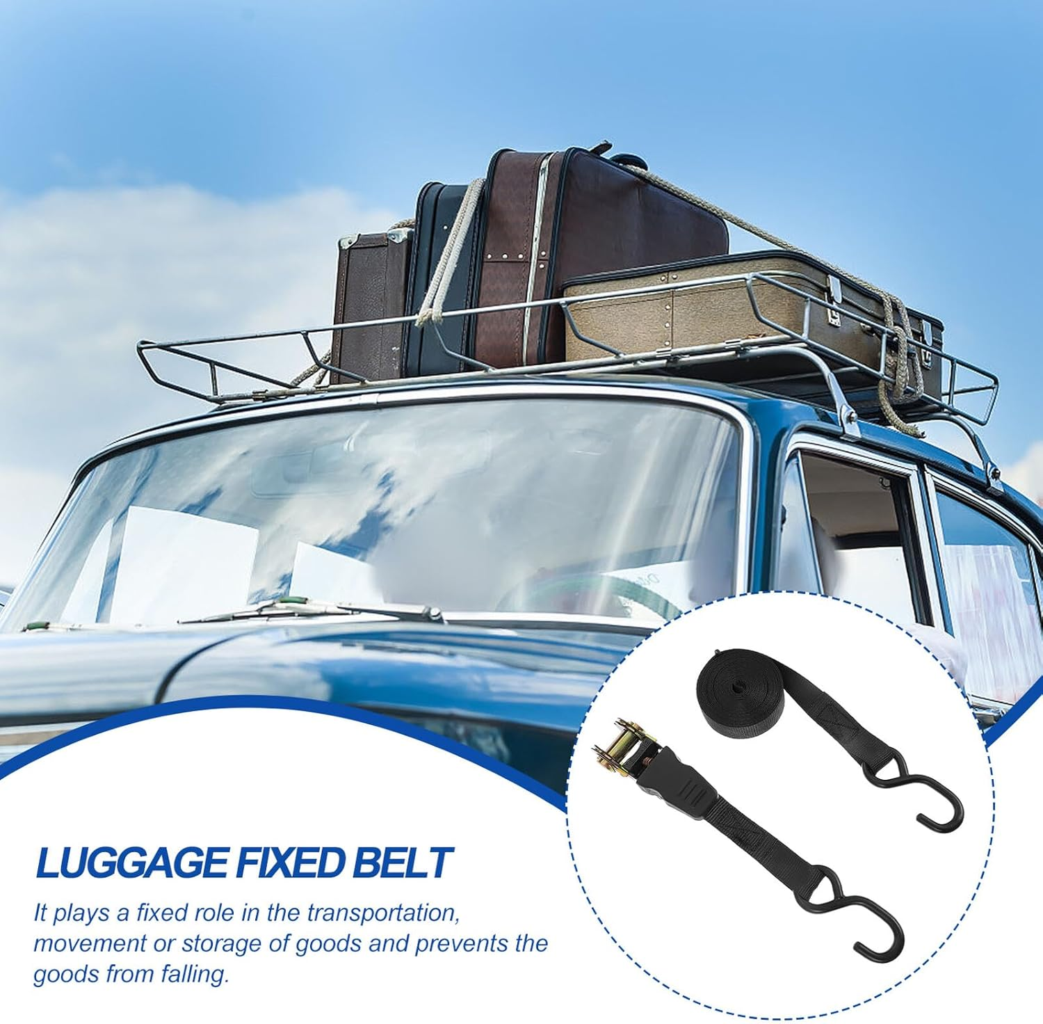 HOODANCOS Cargo Binding Straps and Truck Tie down Ratchet Set 25Mm 2Pcs Black for Car and Motorcycle Luggage Securing, Heavy Duty Travel Gear Cargo Fixing Belts image number 5