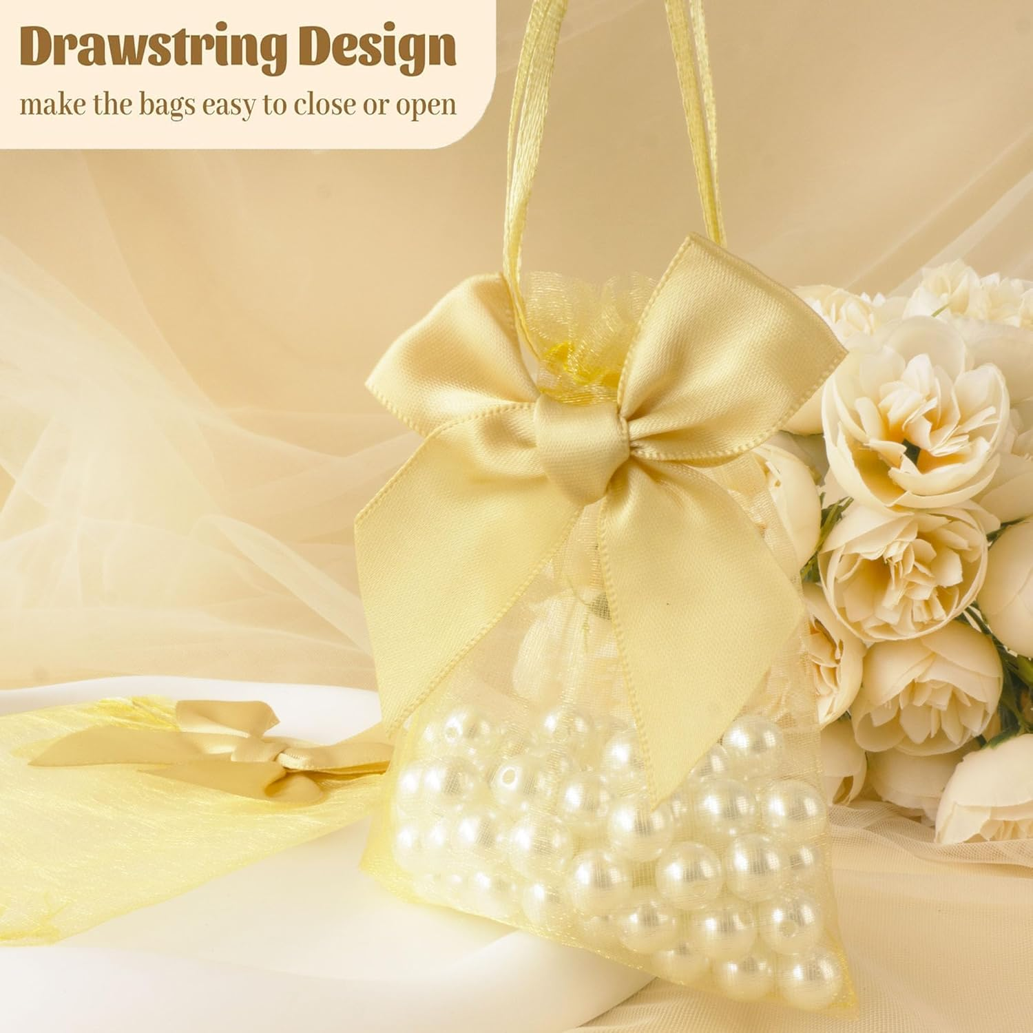 40 PCS 3.6"X4.7"(9X12Cm) Premium Sheer Organza Bags Gold Wedding Favor Bags Jewelry Gift Bags for Party Christmas Festival - Green image number 7