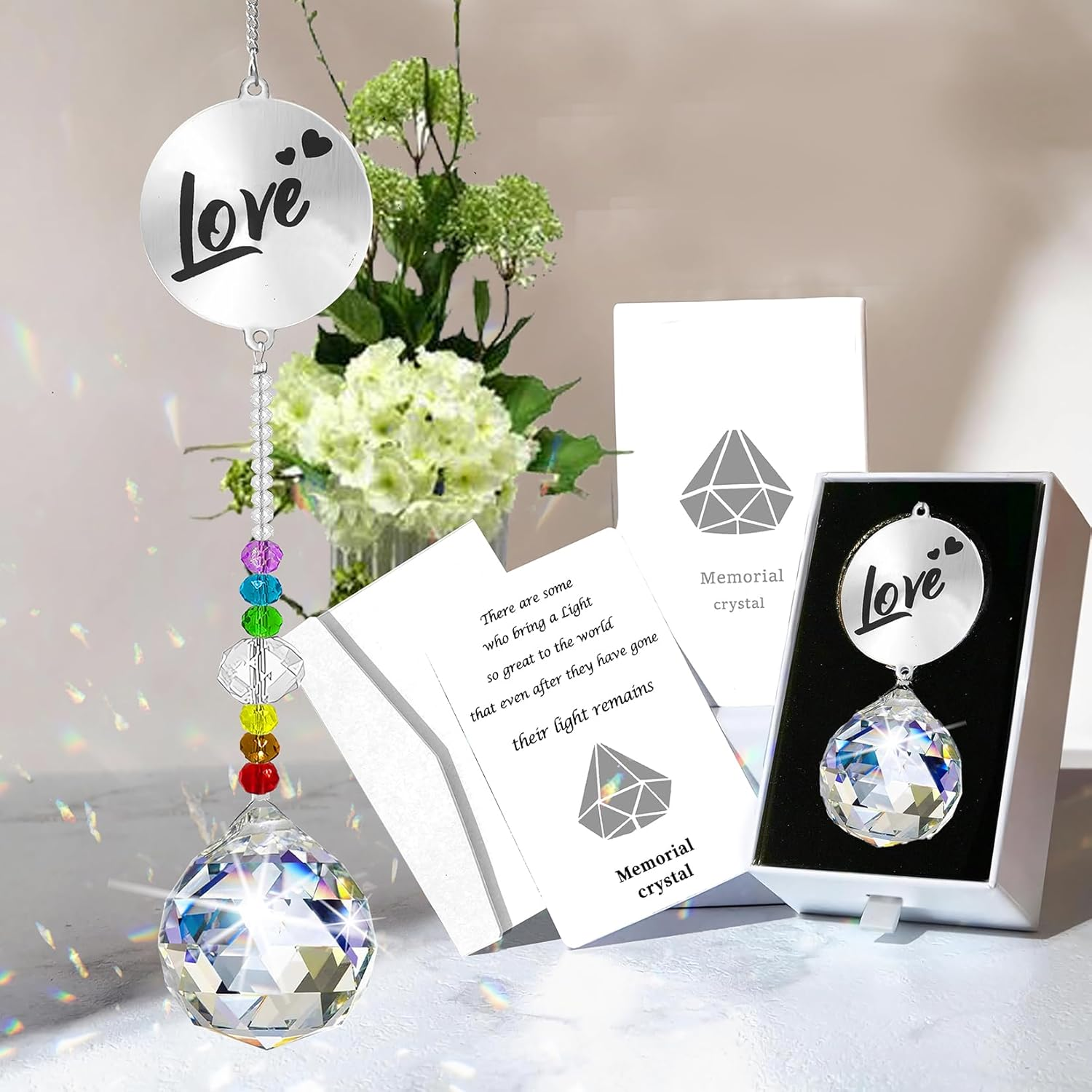Peili Dog Memorial Gifts for Loss of Dog, Pet Paw Print Sympathy Gifts Crystal Window Suncatcher,Bereavement Gift Sun Catcher,Dog Remembrance Gift Rainbow Maker,Pet Passing Away Loss Gifts (D)