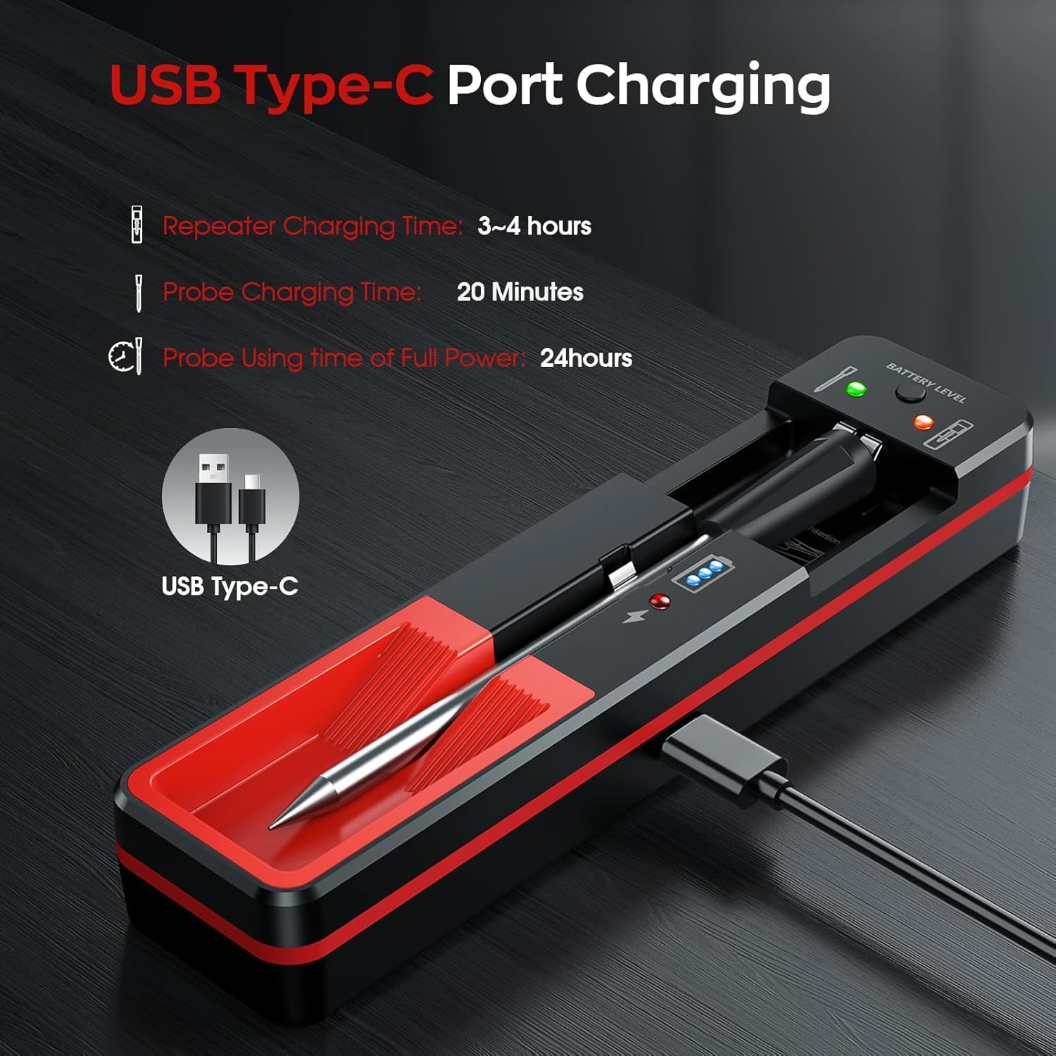 Wireless Meat Thermometer, 360FT Wireless Range Bluetooth Meat Thermometer with Accurate and Fast Readings, Smart Cooking Thermometer for BBQ Kitchen Smoker Rotisserie Grill image number 6