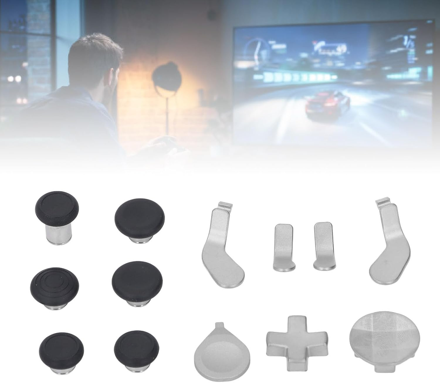 Controller Paddles for Elite Series 2, Controller Accessory Set with Customizable Thumbsticks, D Pad, Paddles and Tool for Enhanced Gaming Experience, Easy to Replace (Silver) image number 5