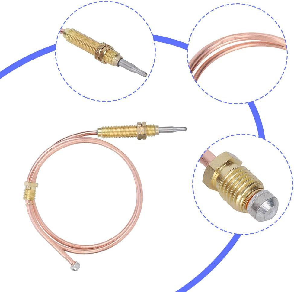 Pilot Thermocouple, Universal Gas Thermocouples Water Heater Pilot Set BBQ Replacement Thermocouple Firepit Grill Gas Ovens Boilers & Water Heaters, 23.6" image number 6