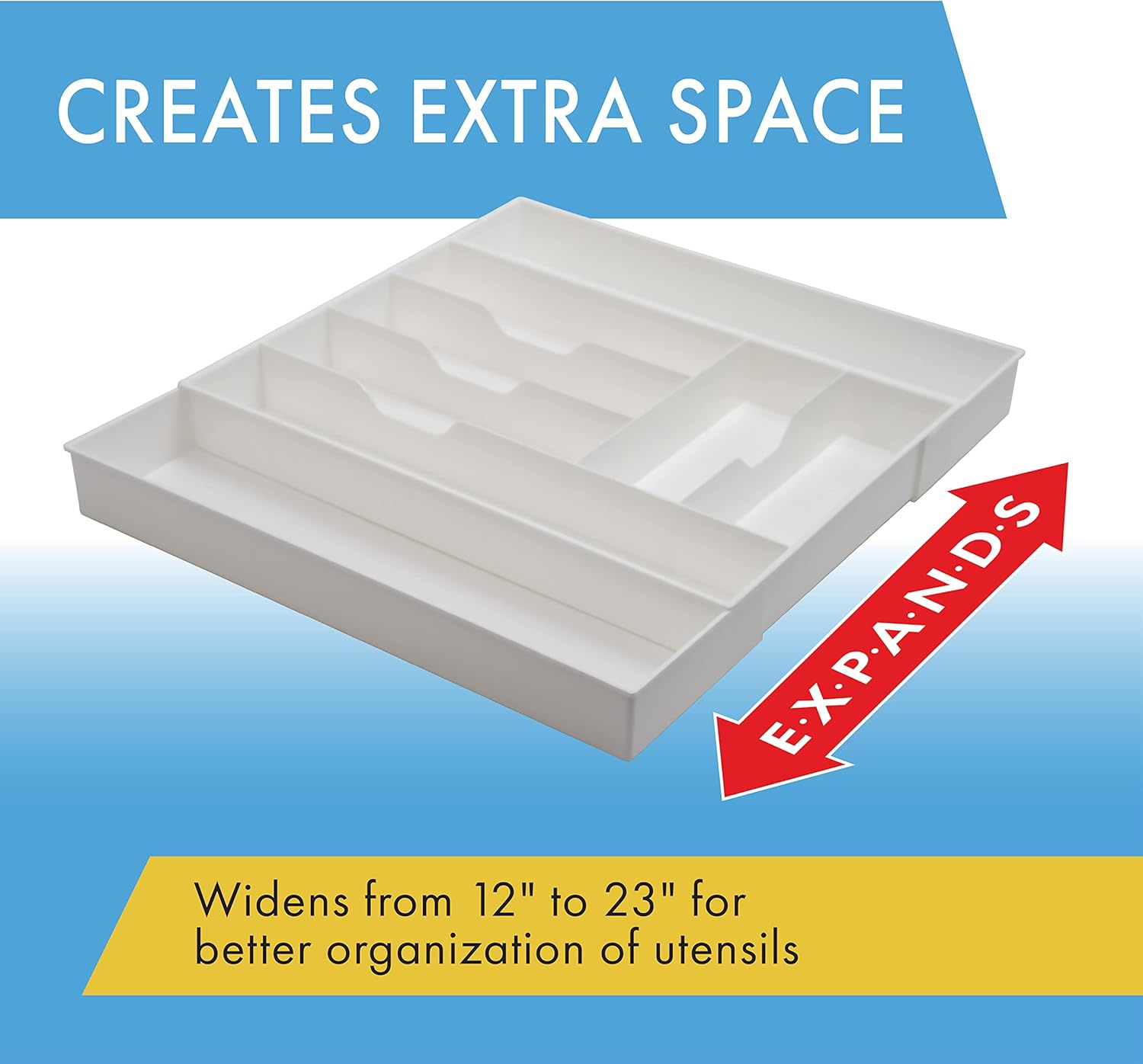 Dial Industries Expand-A-Drawer Cutlery Tray, White, Extra Wide image number 3