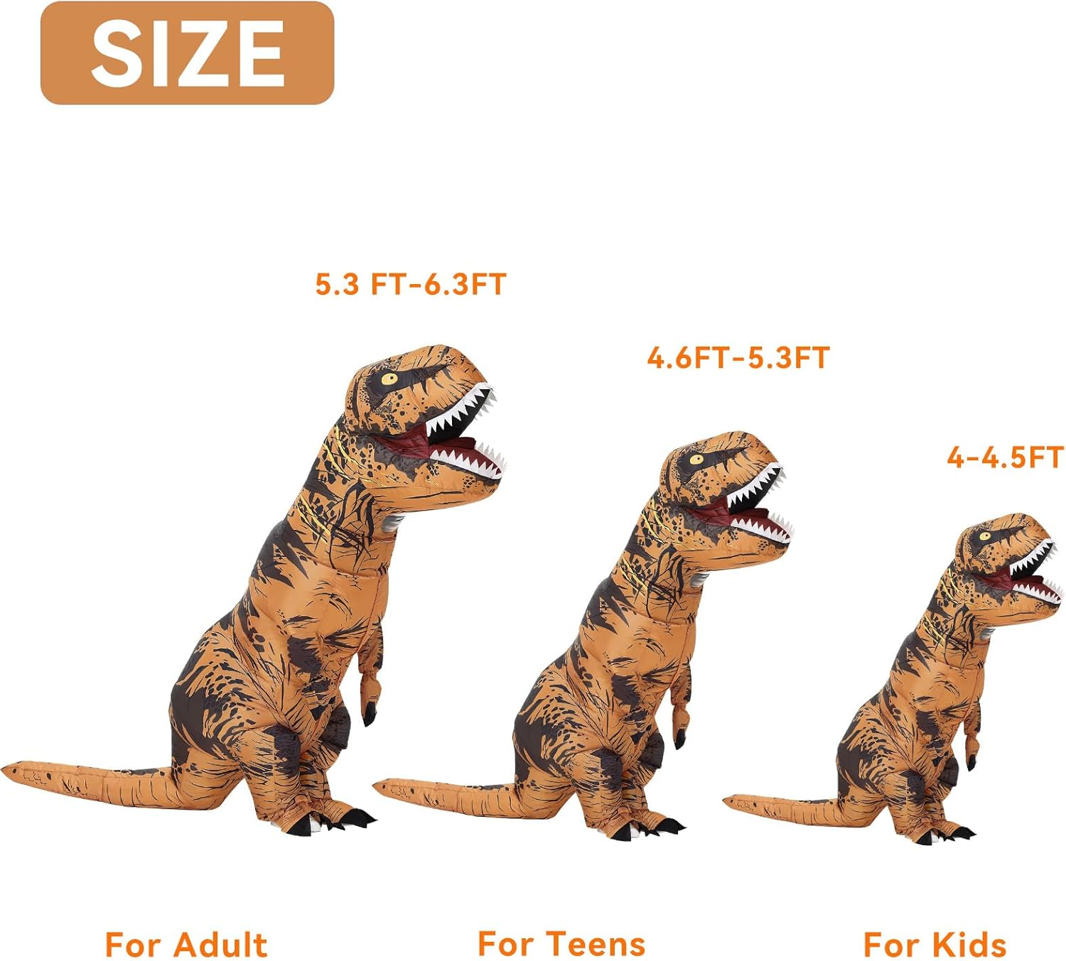 Inflatable Dinosaur Costume for Kids/Teens,Halloween Blow up T-Rex Costume, Christmas Easter Cosplay Party for Boys Girls