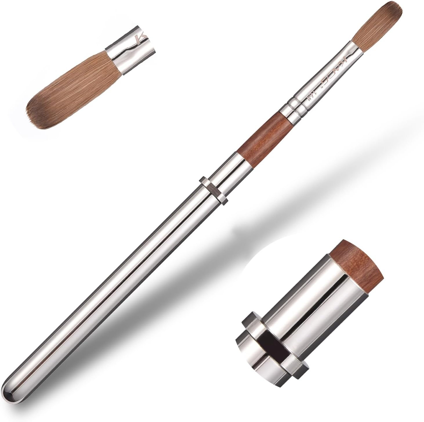 KADS Kolinsky Bristles Acrylic Nail Art Brush Size #16 Oval Nail Brush for Acrylic Application Redwood Handle Professional Manicure DIY Tool image number 3