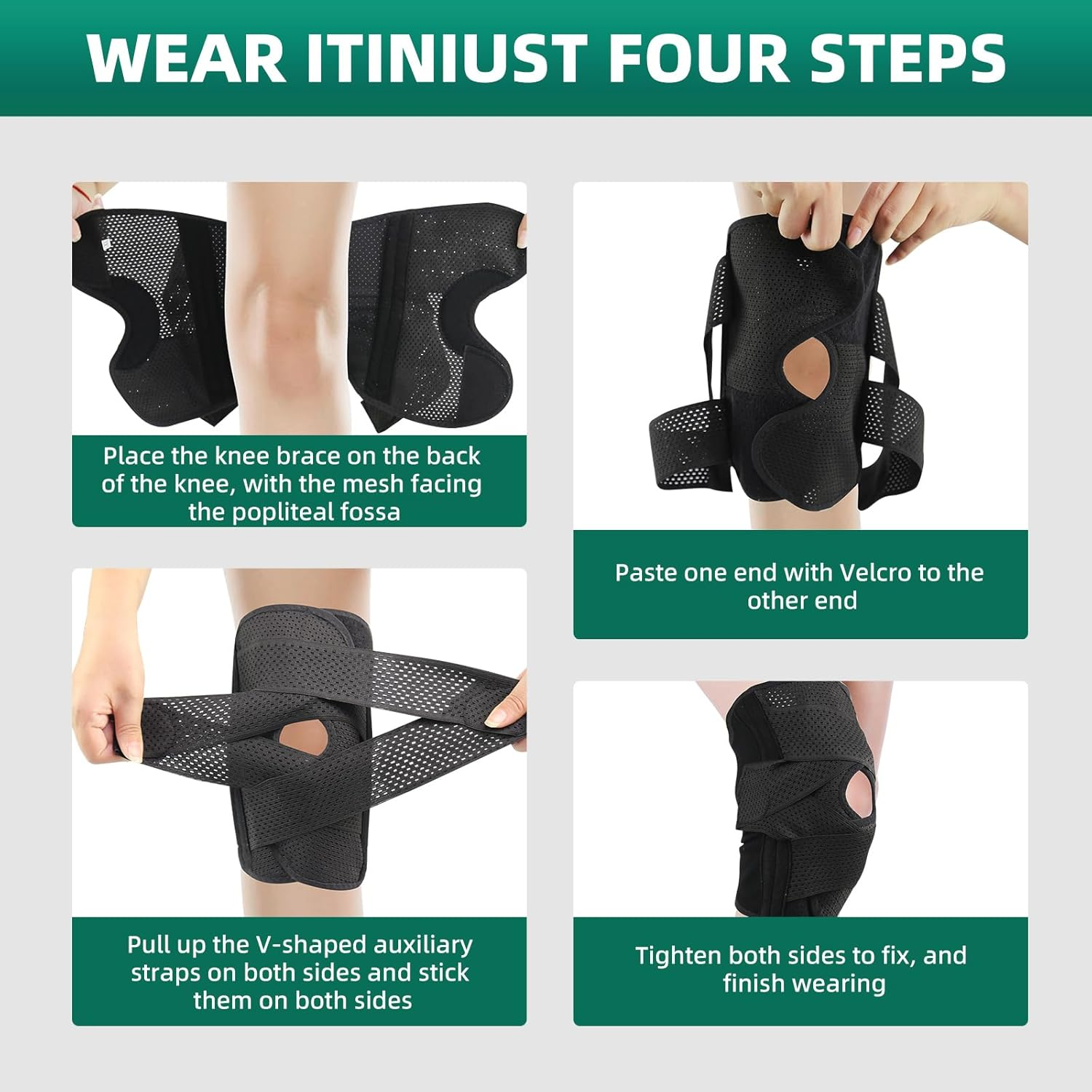 Adjustable Knee Brace with Side Stabilizers,Knee Support for Men Women,Knee Wrap Stabilizer for Acl,Meniscus Tear, Pain Relief,Sports Knee Compression Sleeve (L) image number 2