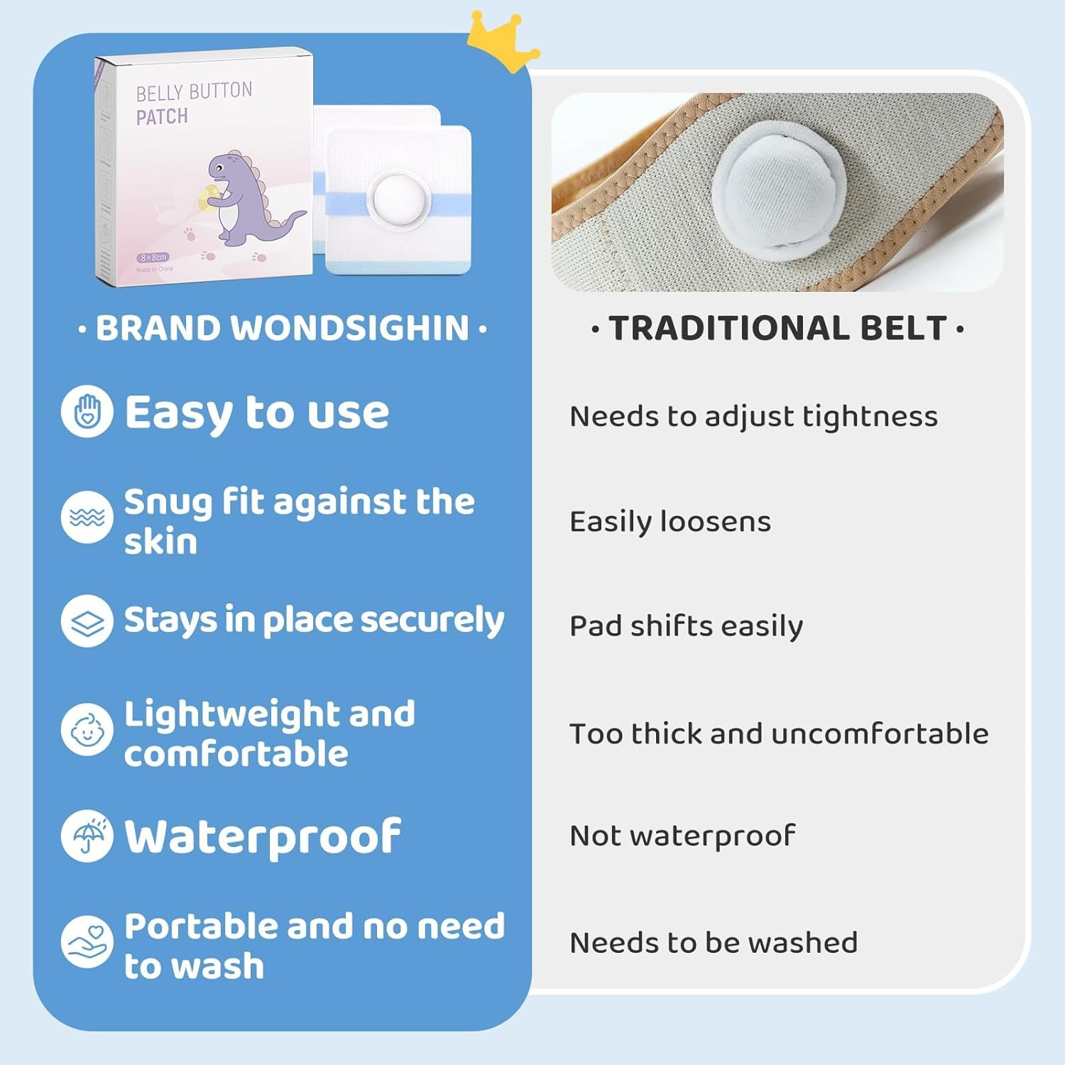 Baby Belly Navel Patches, Waterproof Cotton Pads for Baby Belly Button, Infant Umbilical Patch, Belly Button Patch for Baby Newborn, 8&times;8Cm, 10 Pcs image number 3